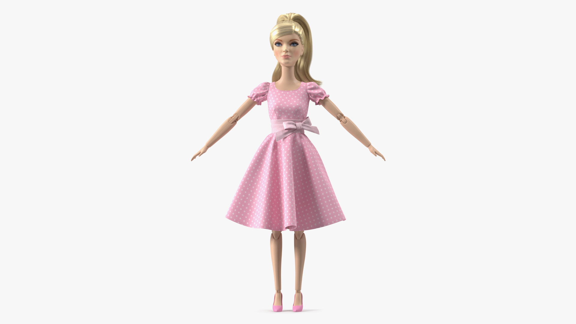 3D Barbie Doll in Pink Dress Rigged for Maya