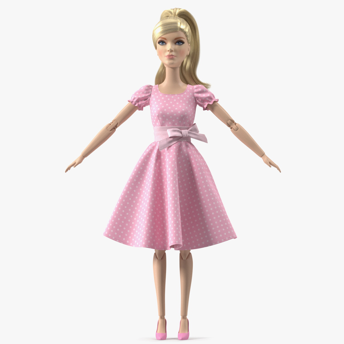 3D Barbie Doll in Pink Dress Rigged for Maya