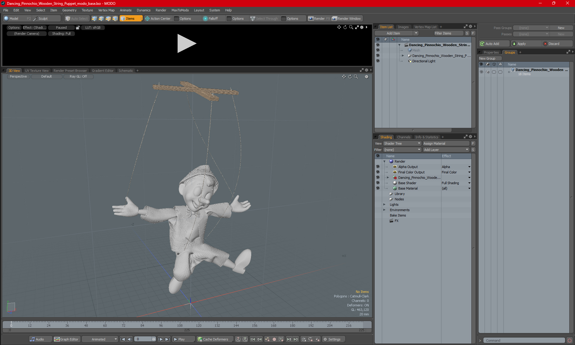 3D Dancing Pinocchio Wooden String Puppet model