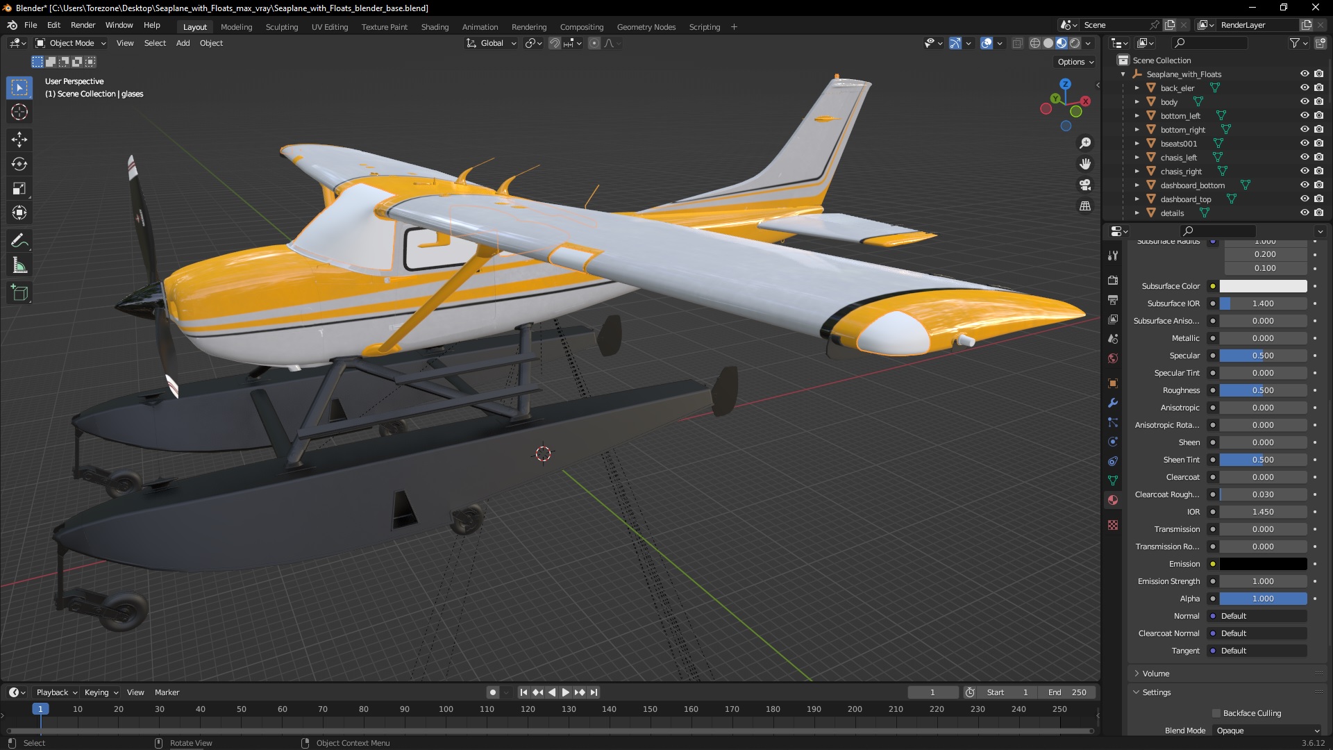 3D model Seaplane with Floats