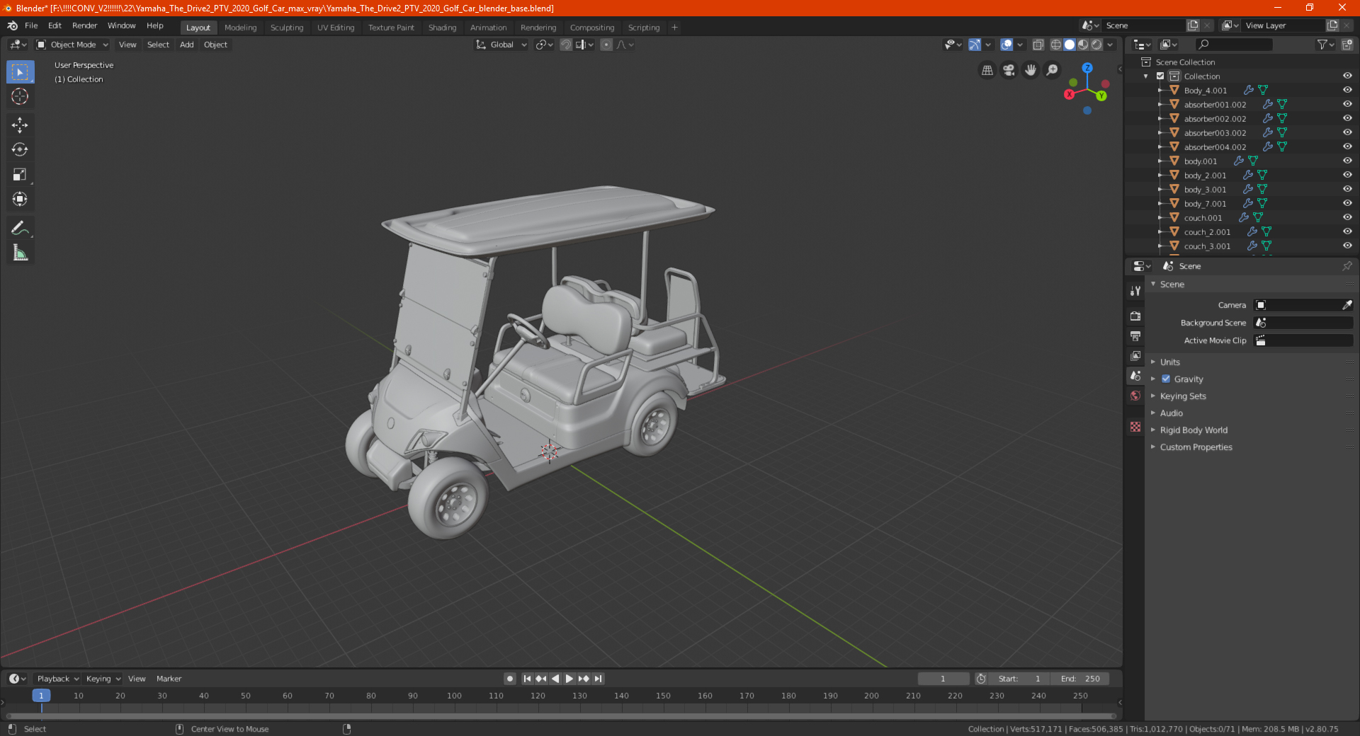 3D model Yamaha The Drive2 PTV 2020 Golf Car