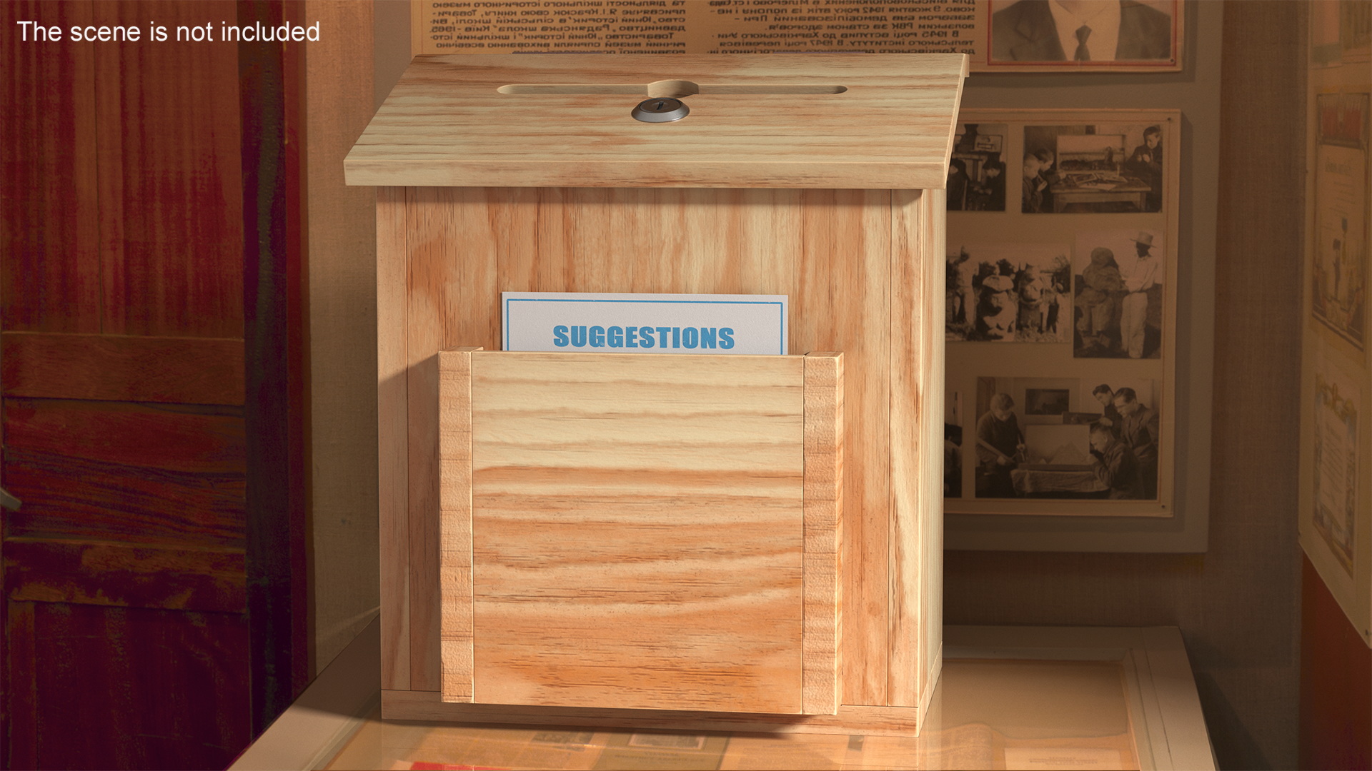 3D model Natural Pinewood Ballot Comment Box with Card