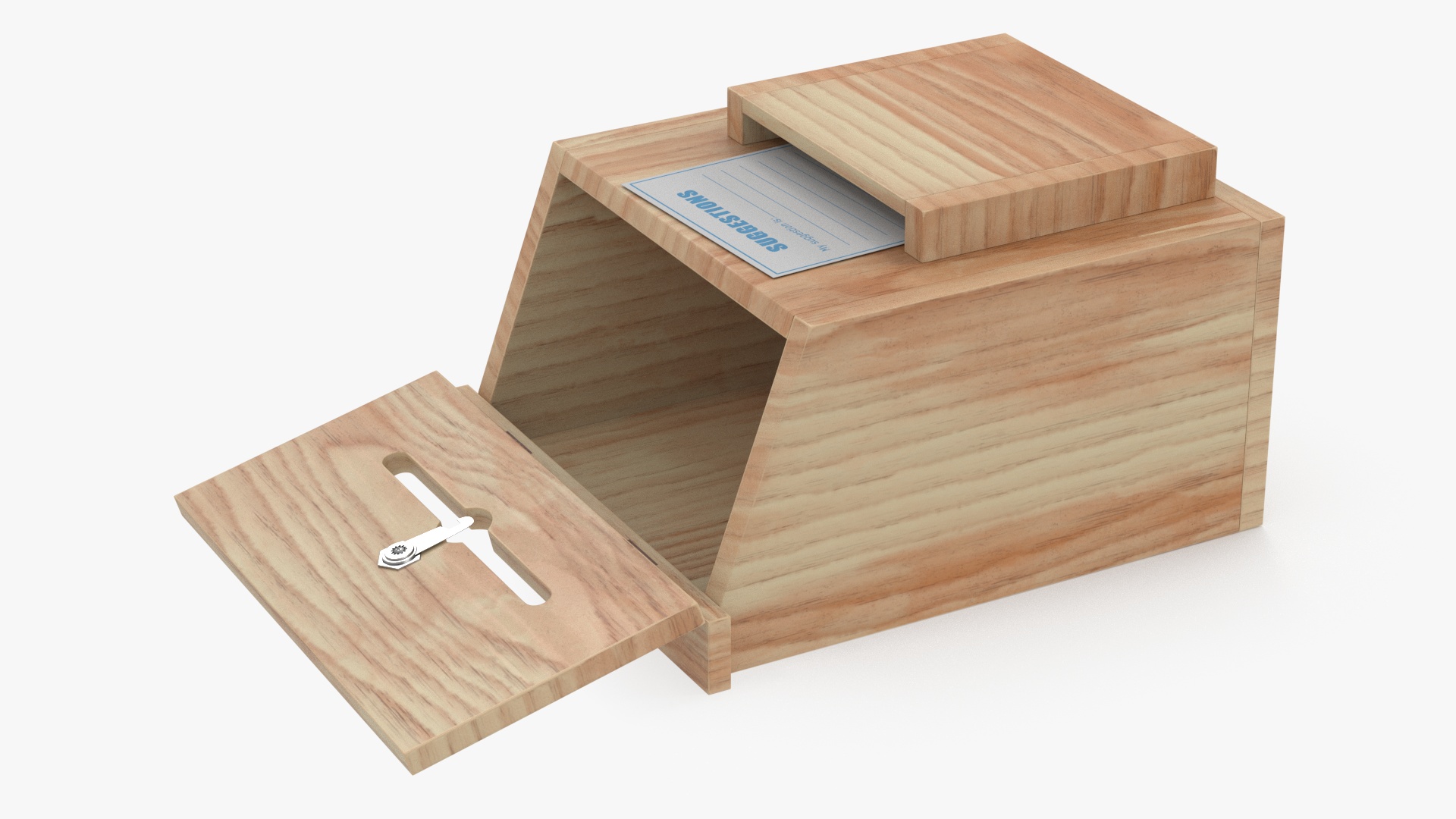 3D model Natural Pinewood Ballot Comment Box with Card