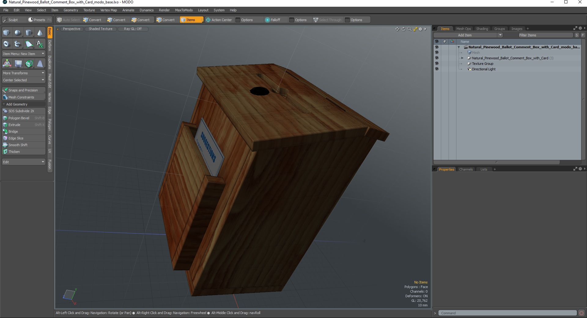 3D model Natural Pinewood Ballot Comment Box with Card