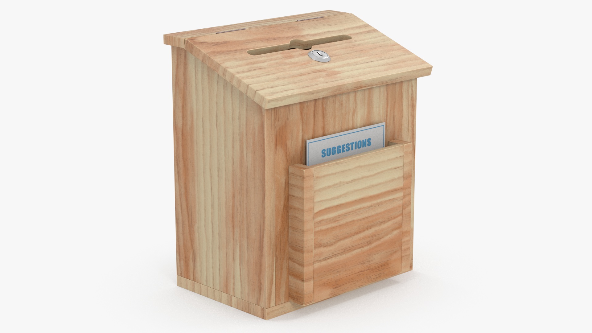 3D model Natural Pinewood Ballot Comment Box with Card