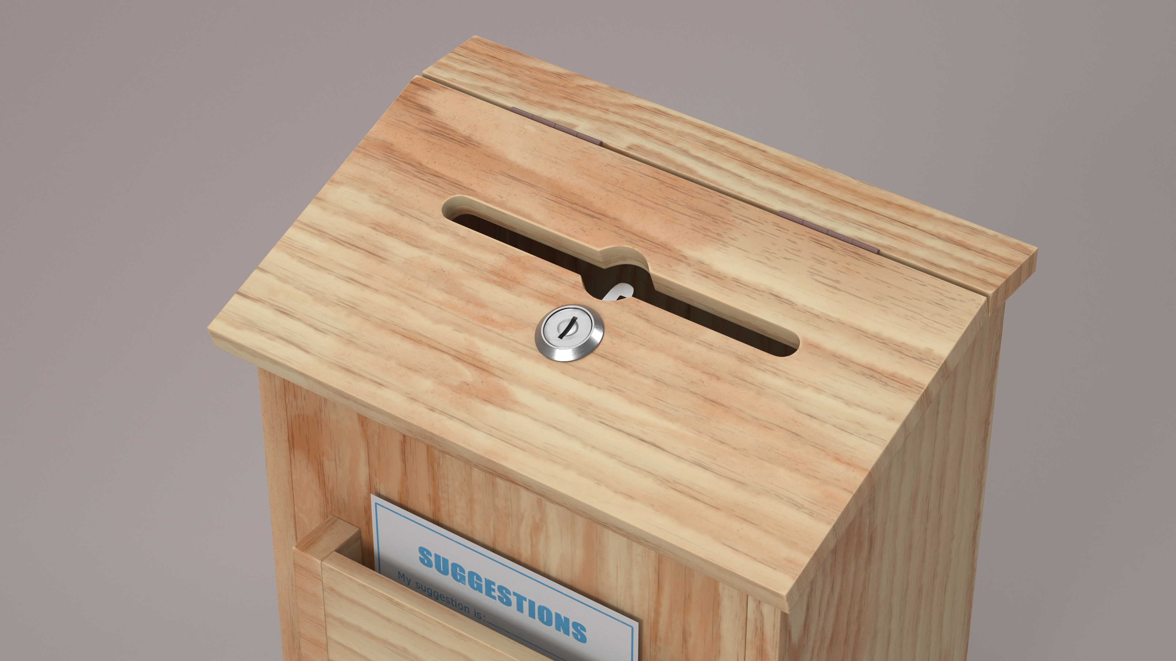 3D model Natural Pinewood Ballot Comment Box with Card