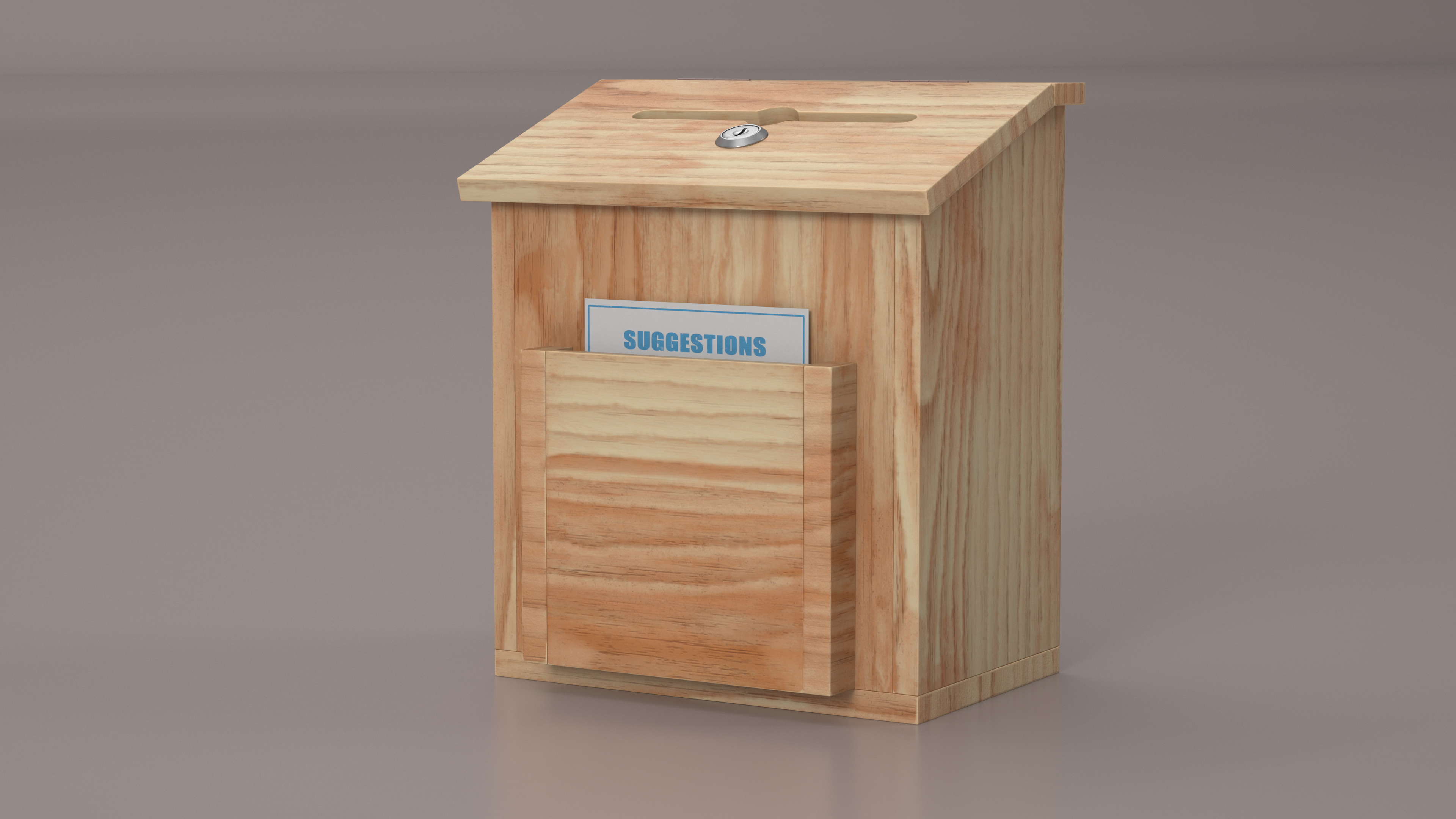 3D model Natural Pinewood Ballot Comment Box with Card