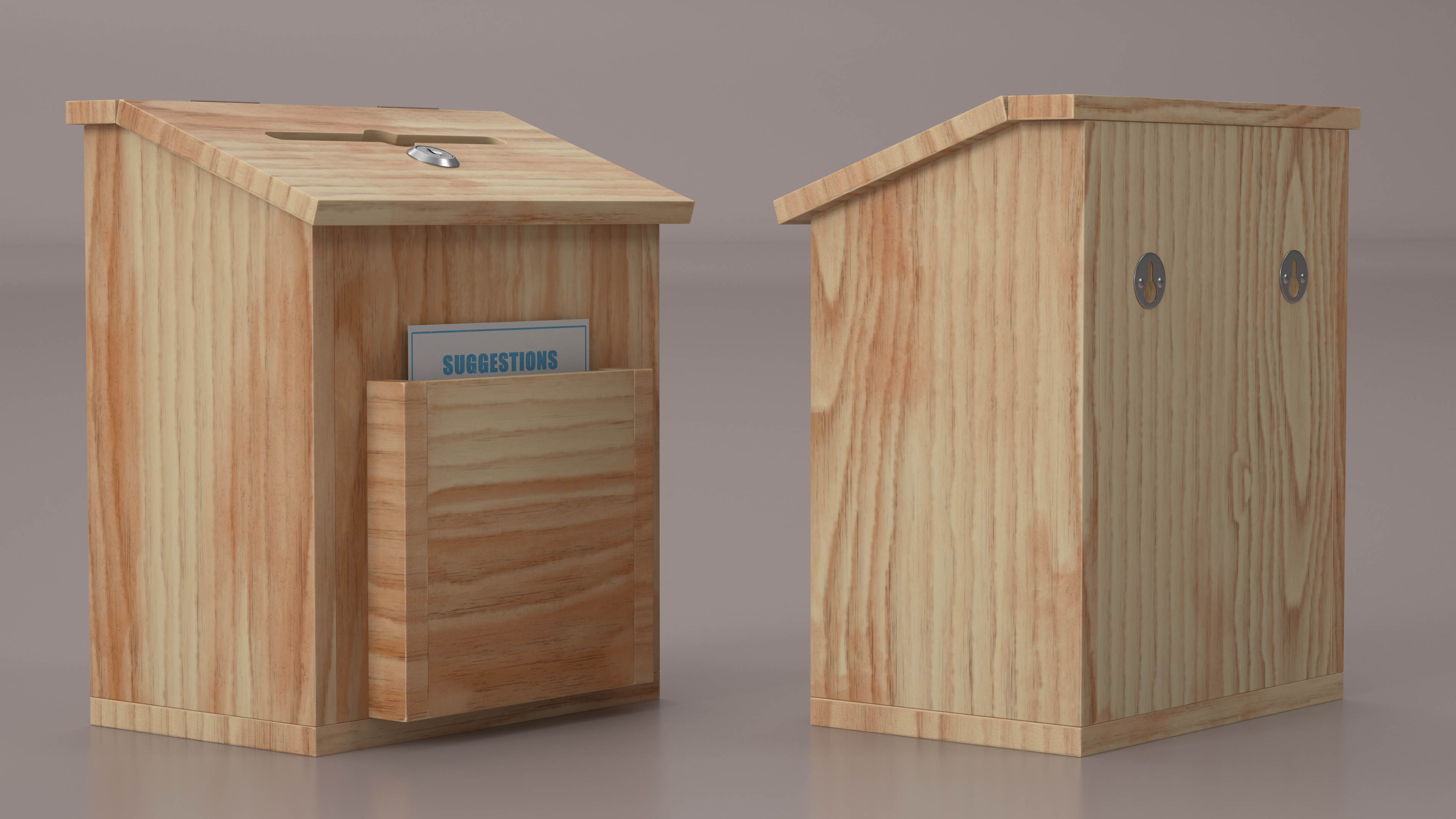 3D model Natural Pinewood Ballot Comment Box with Card