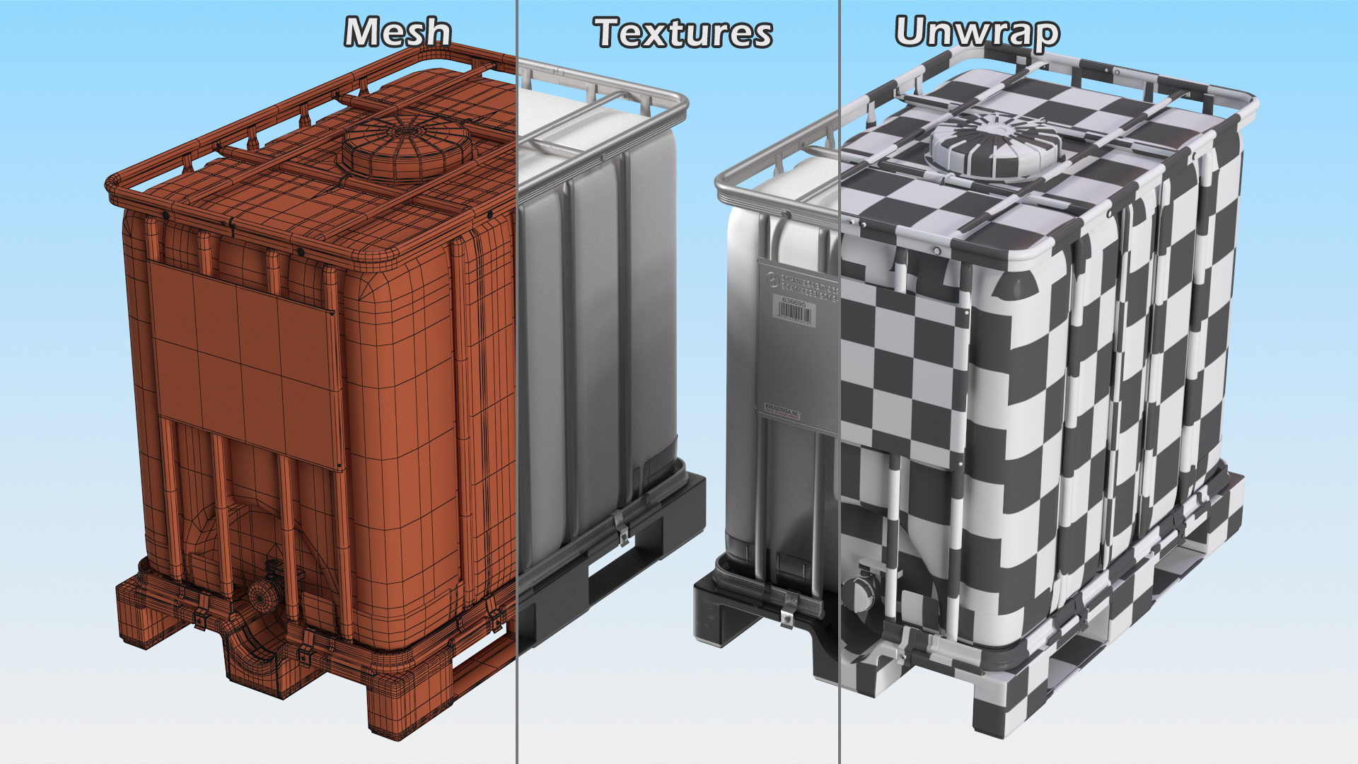 3D model Kruizinga IBC Container 640 Litre UN Approved Plastic Pallet