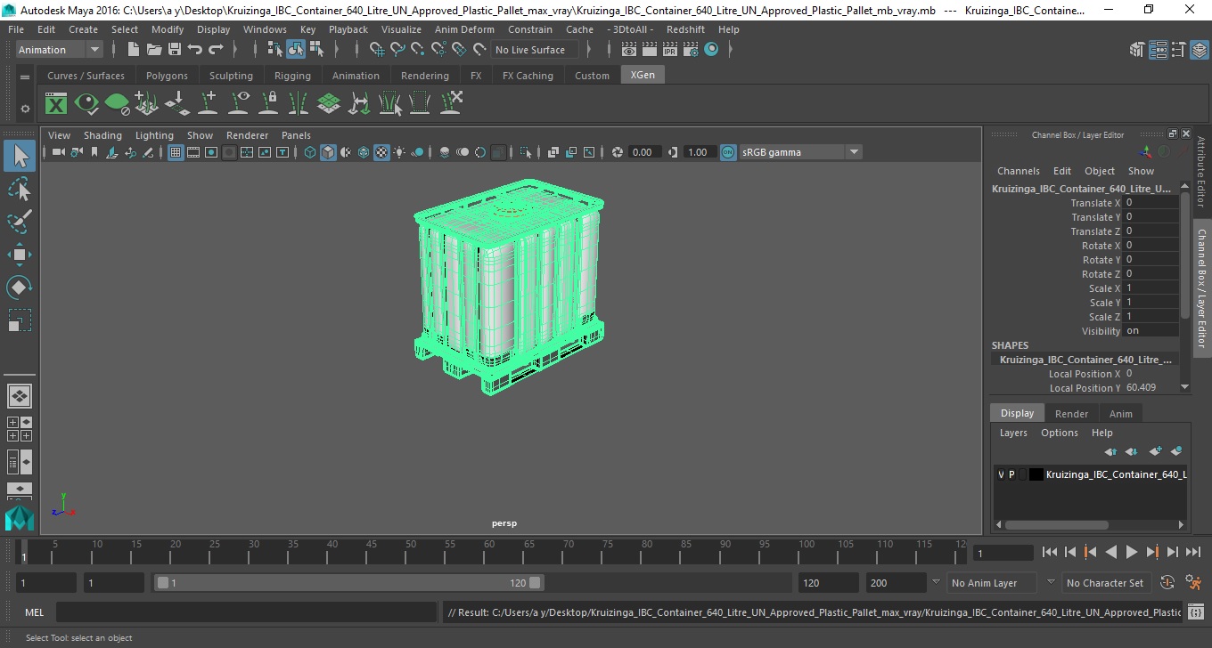 3D model Kruizinga IBC Container 640 Litre UN Approved Plastic Pallet