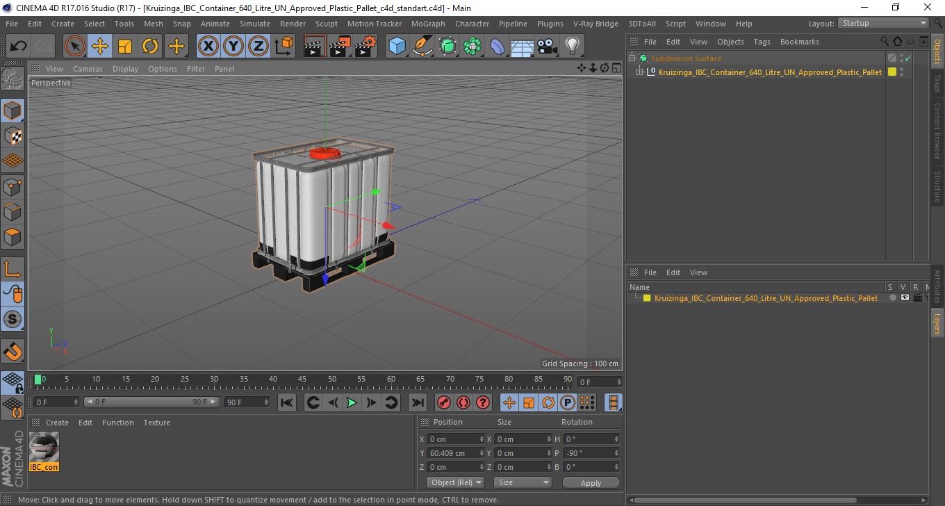 3D model Kruizinga IBC Container 640 Litre UN Approved Plastic Pallet