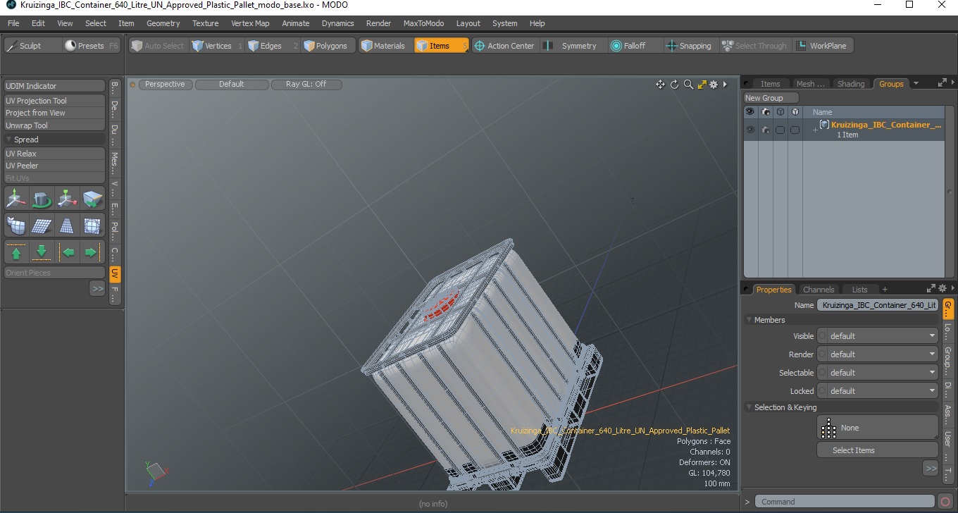 3D model Kruizinga IBC Container 640 Litre UN Approved Plastic Pallet