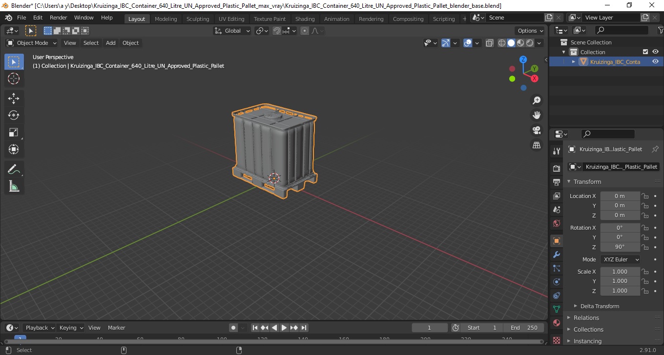 3D model Kruizinga IBC Container 640 Litre UN Approved Plastic Pallet