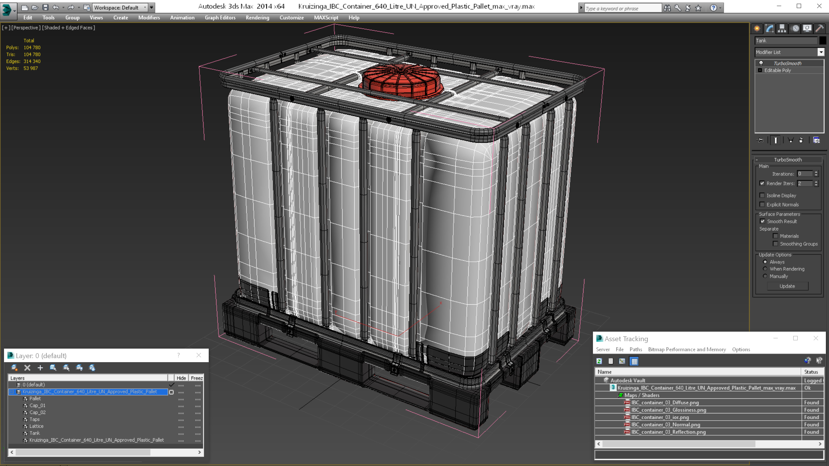 3D model Kruizinga IBC Container 640 Litre UN Approved Plastic Pallet