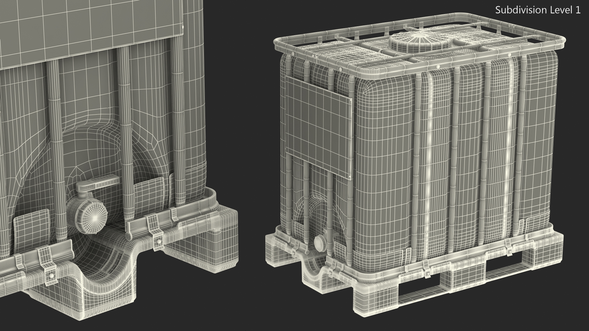 3D model Kruizinga IBC Container 640 Litre UN Approved Plastic Pallet