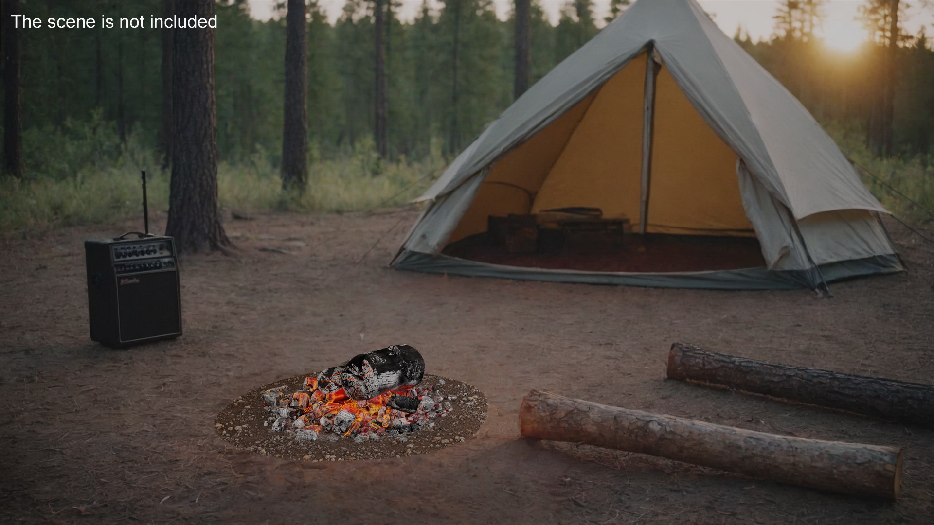 3D model Campfire with Glowing Embers and Charred Logs