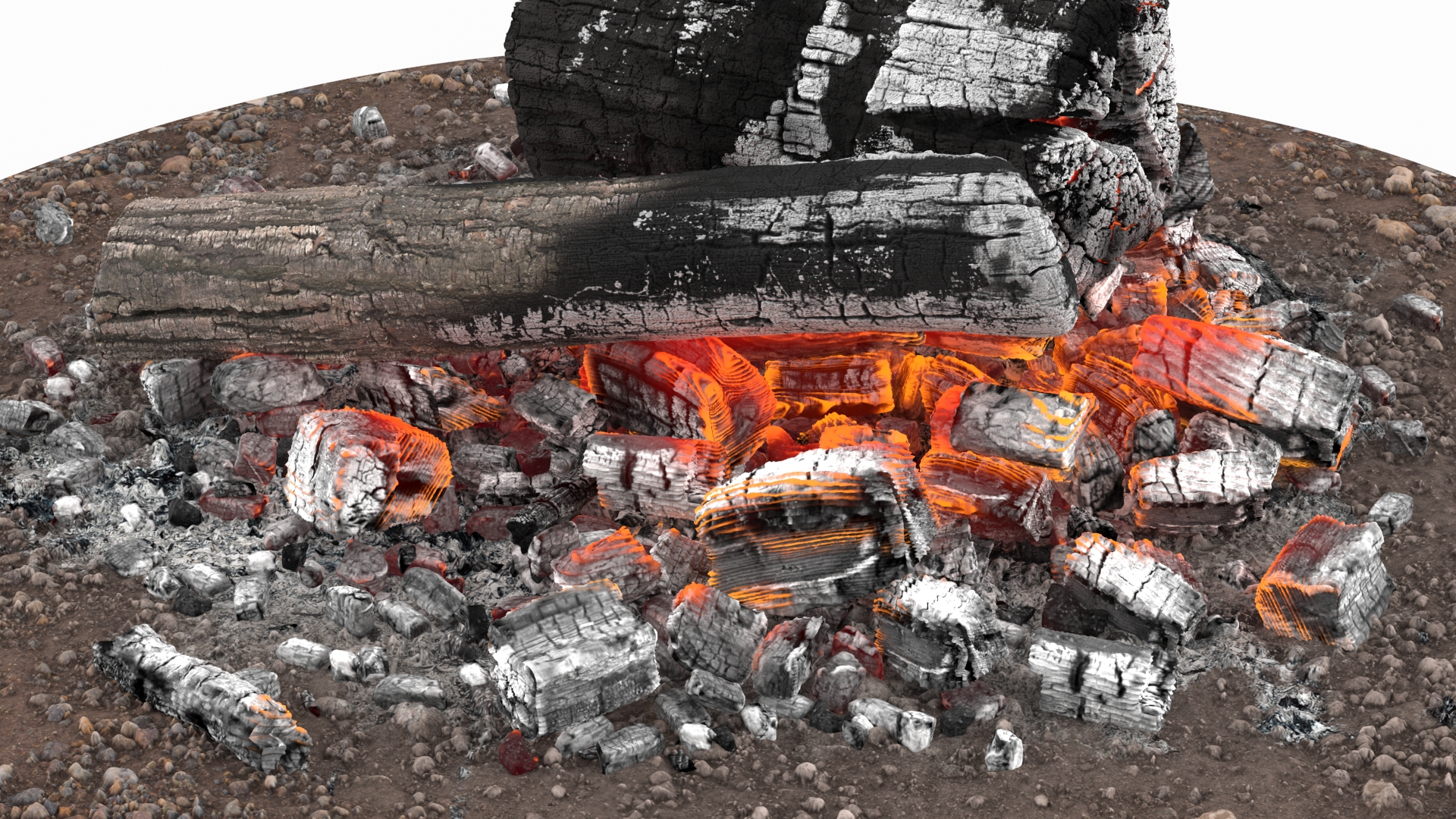 3D model Campfire with Glowing Embers and Charred Logs