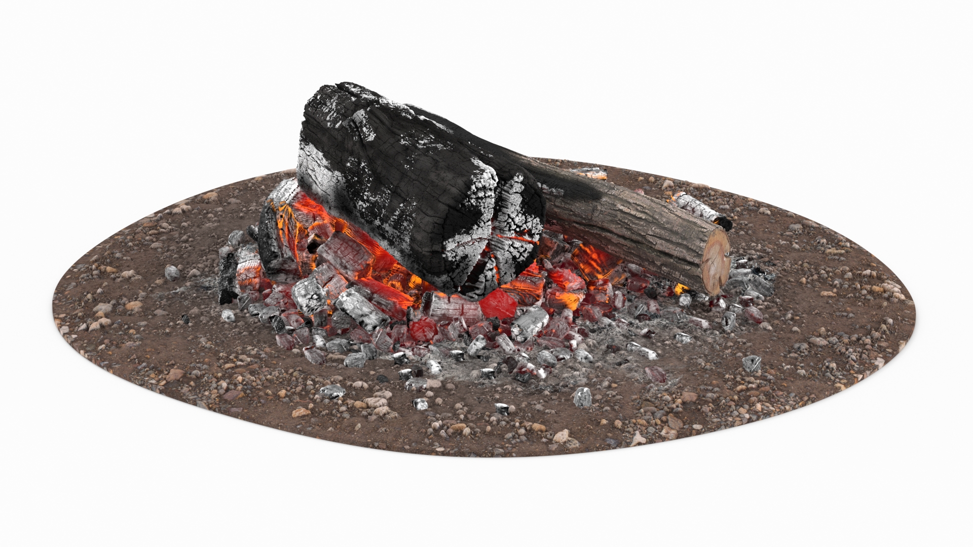 3D model Campfire with Glowing Embers and Charred Logs