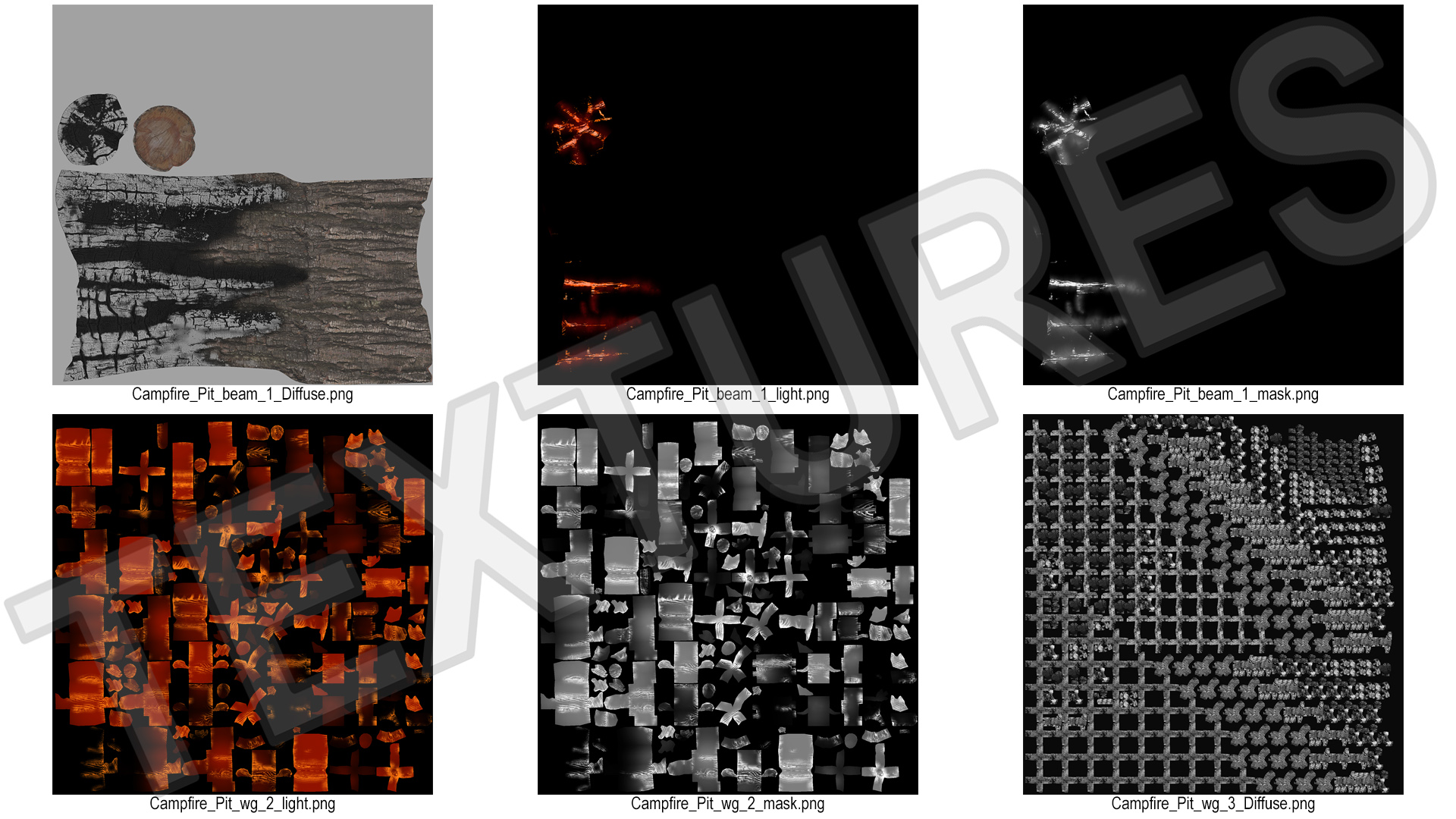 3D model Campfire with Glowing Embers and Charred Logs
