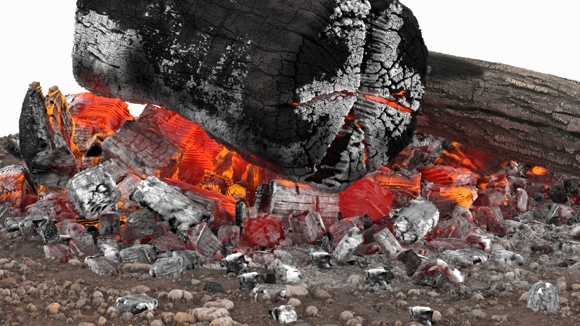 3D model Campfire with Glowing Embers and Charred Logs
