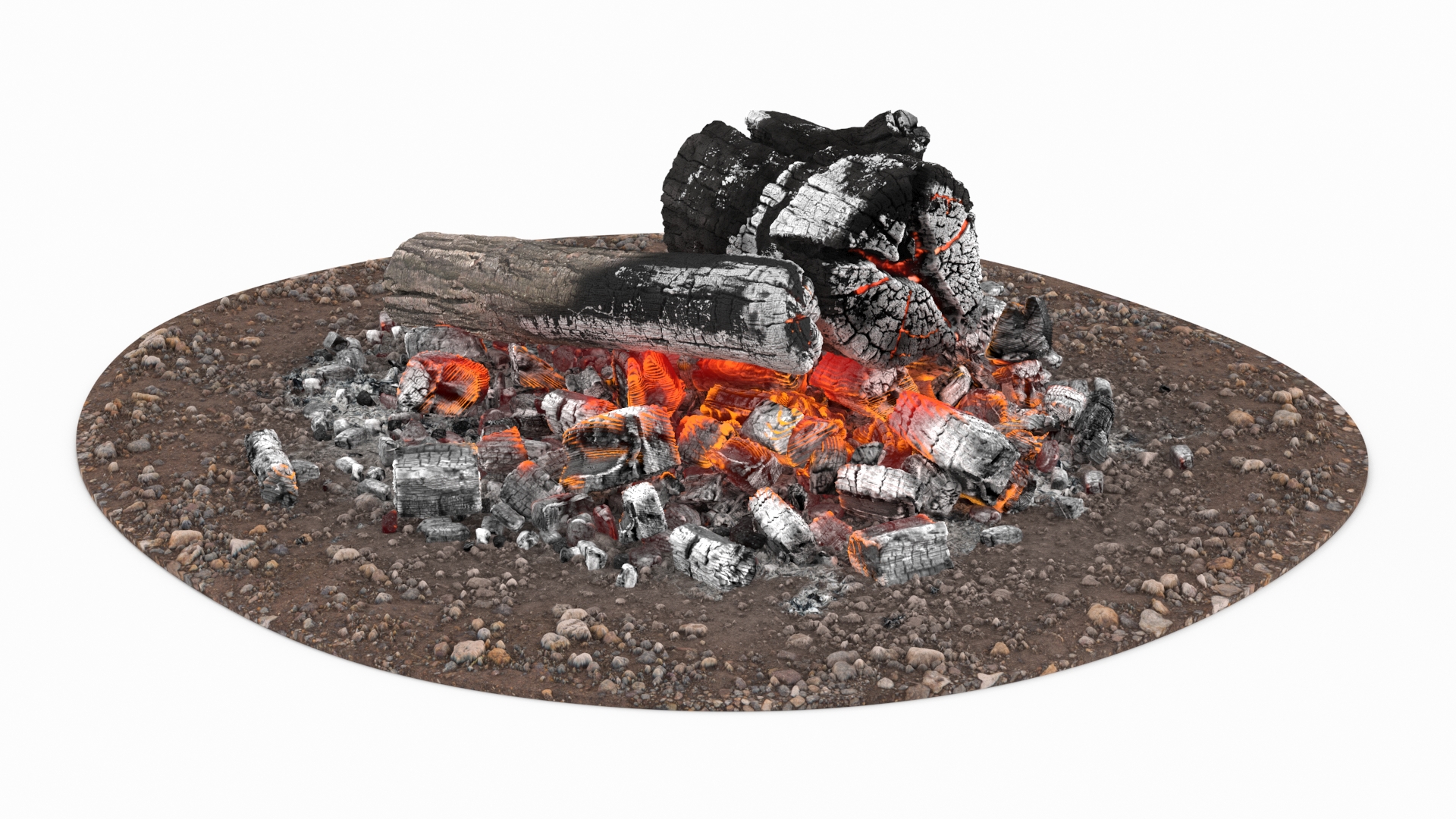 3D model Campfire with Glowing Embers and Charred Logs