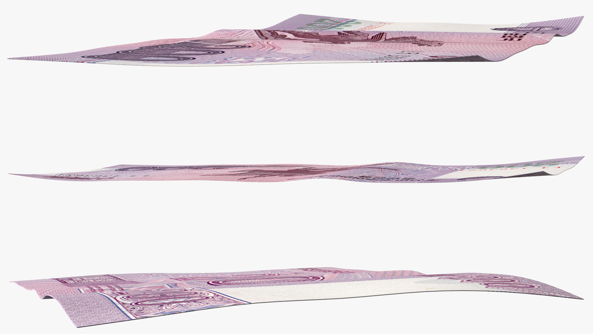 3D model Fan Shaped North Korea 200 Won Banknotes