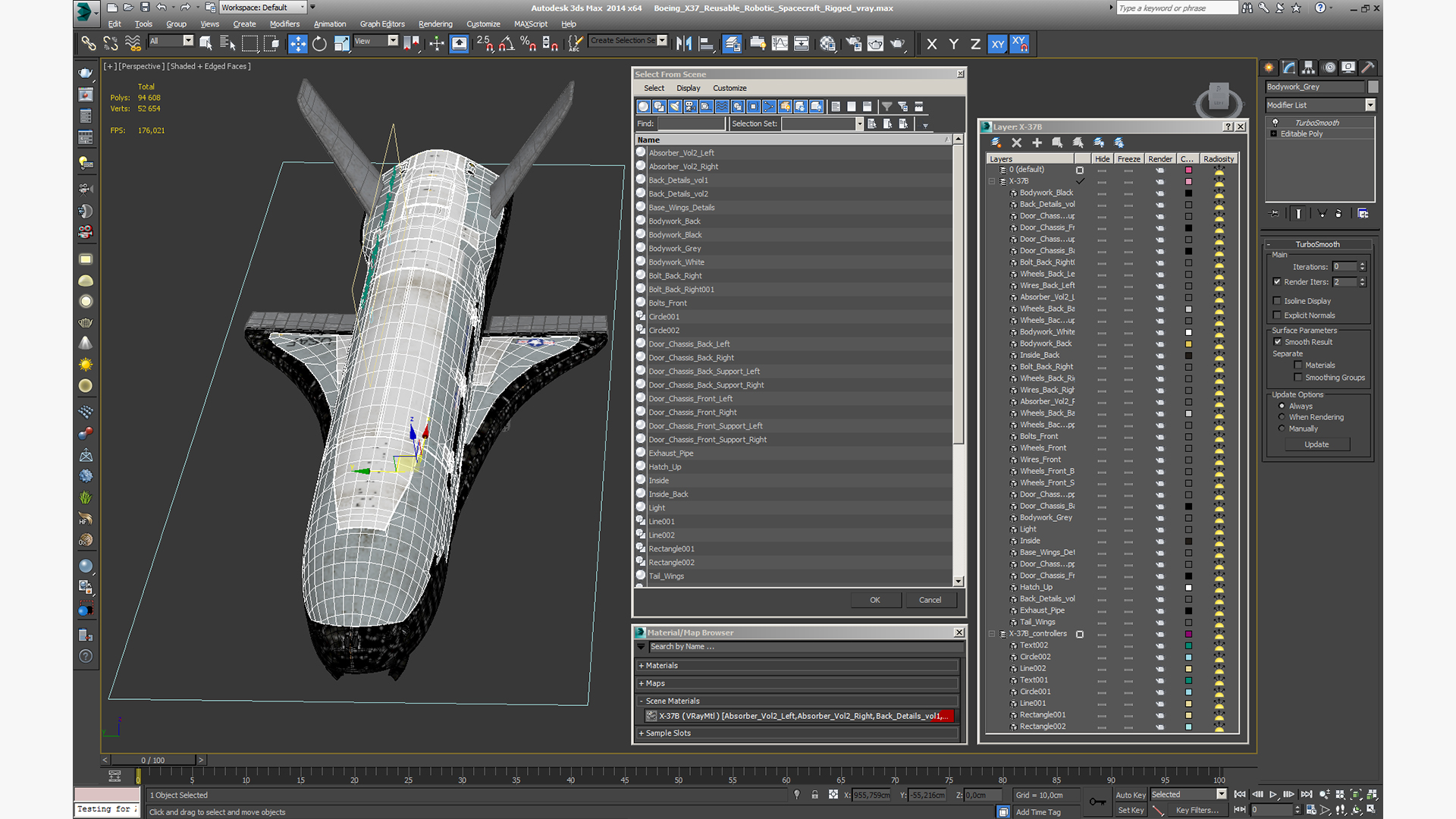 3D model Boeing X37 Reusable Robotic Spacecraft Rigged