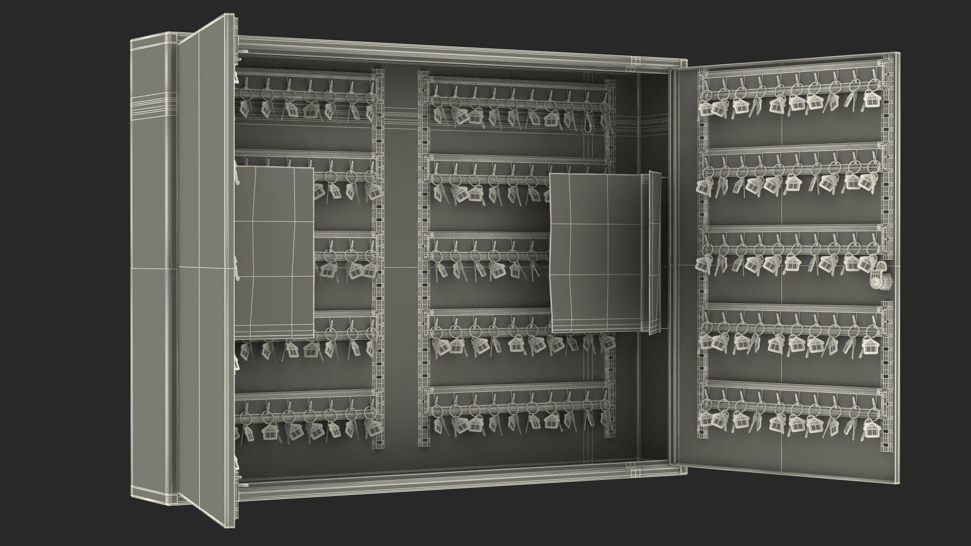 Large Key Cabinet With Keys 3D
