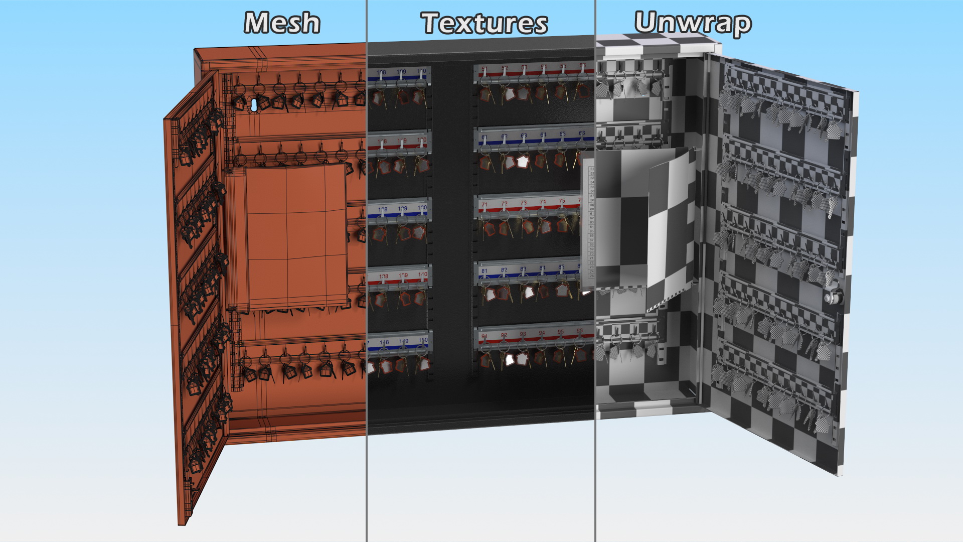 Large Key Cabinet With Keys 3D