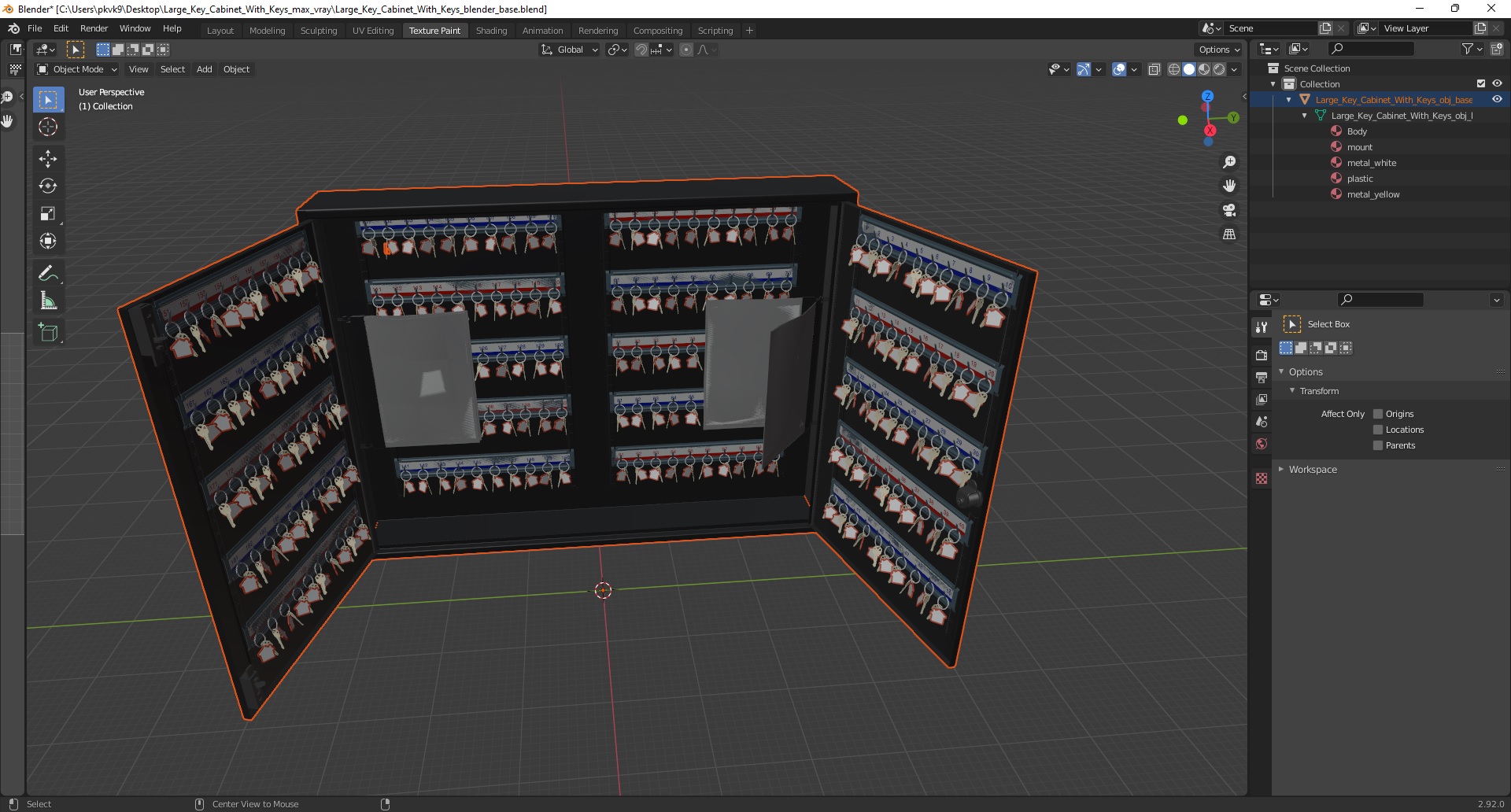 Large Key Cabinet With Keys 3D