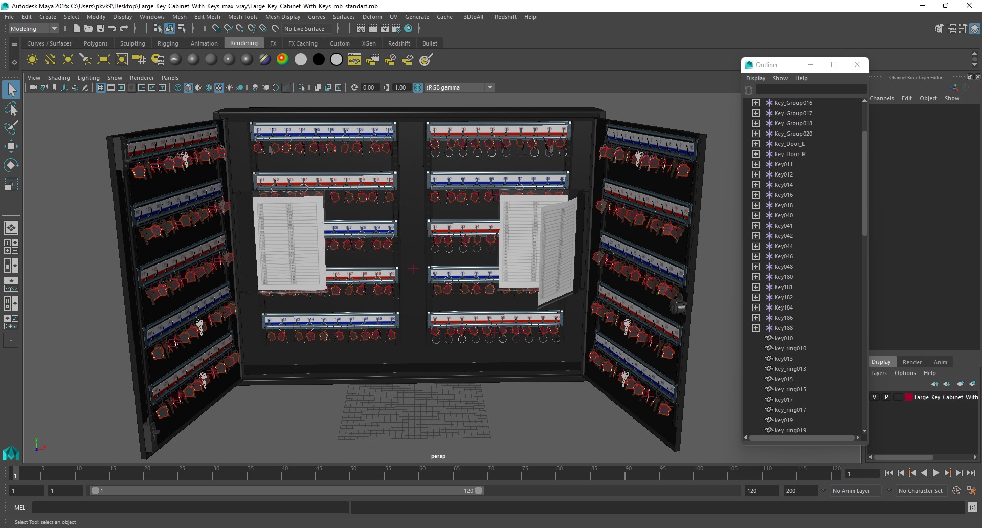 Large Key Cabinet With Keys 3D