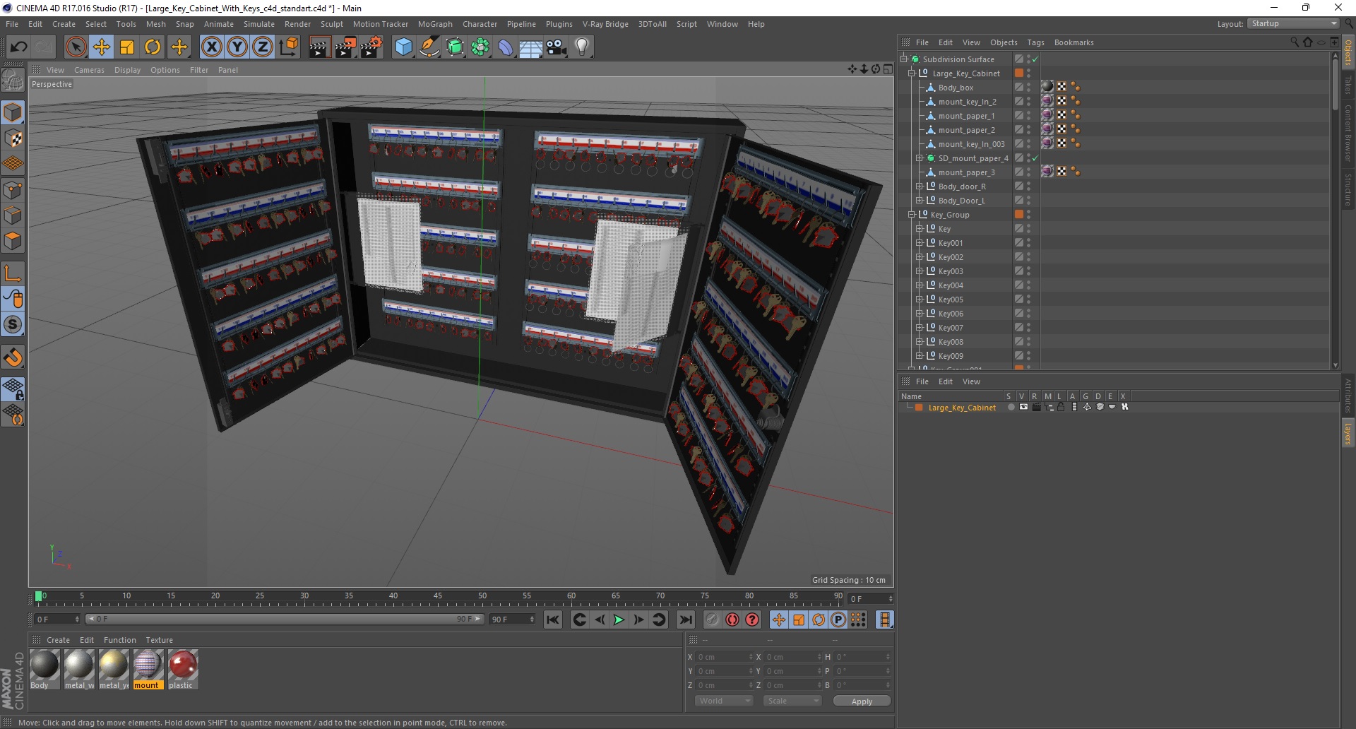 Large Key Cabinet With Keys 3D