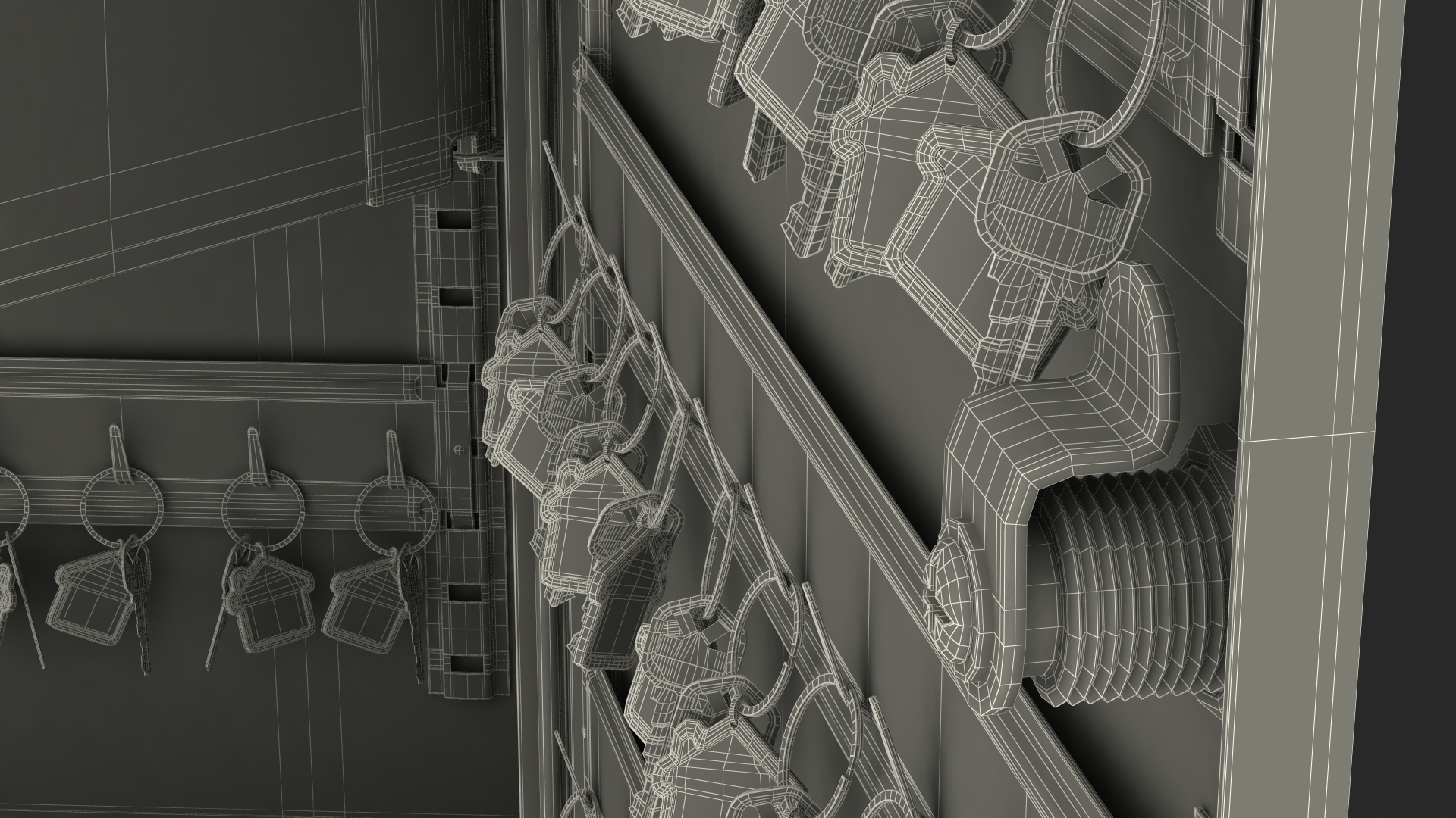 Large Key Cabinet With Keys 3D
