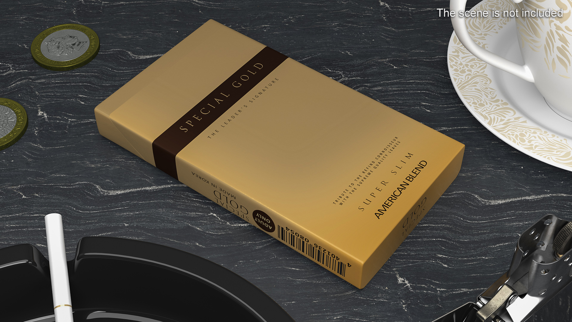 Pack of Cigarettes Super Slim Gold 3D model