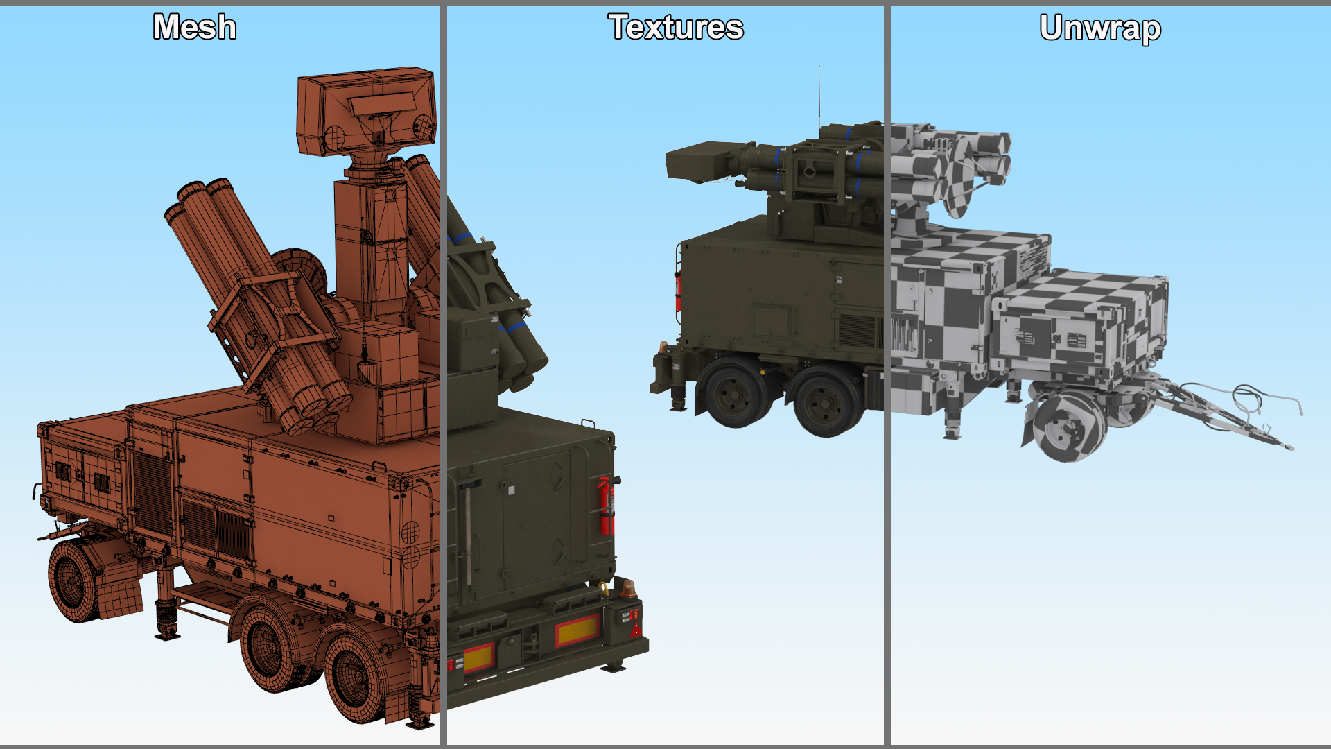 3D Crotale NG Air Defense Missile System Rigged for Maya model