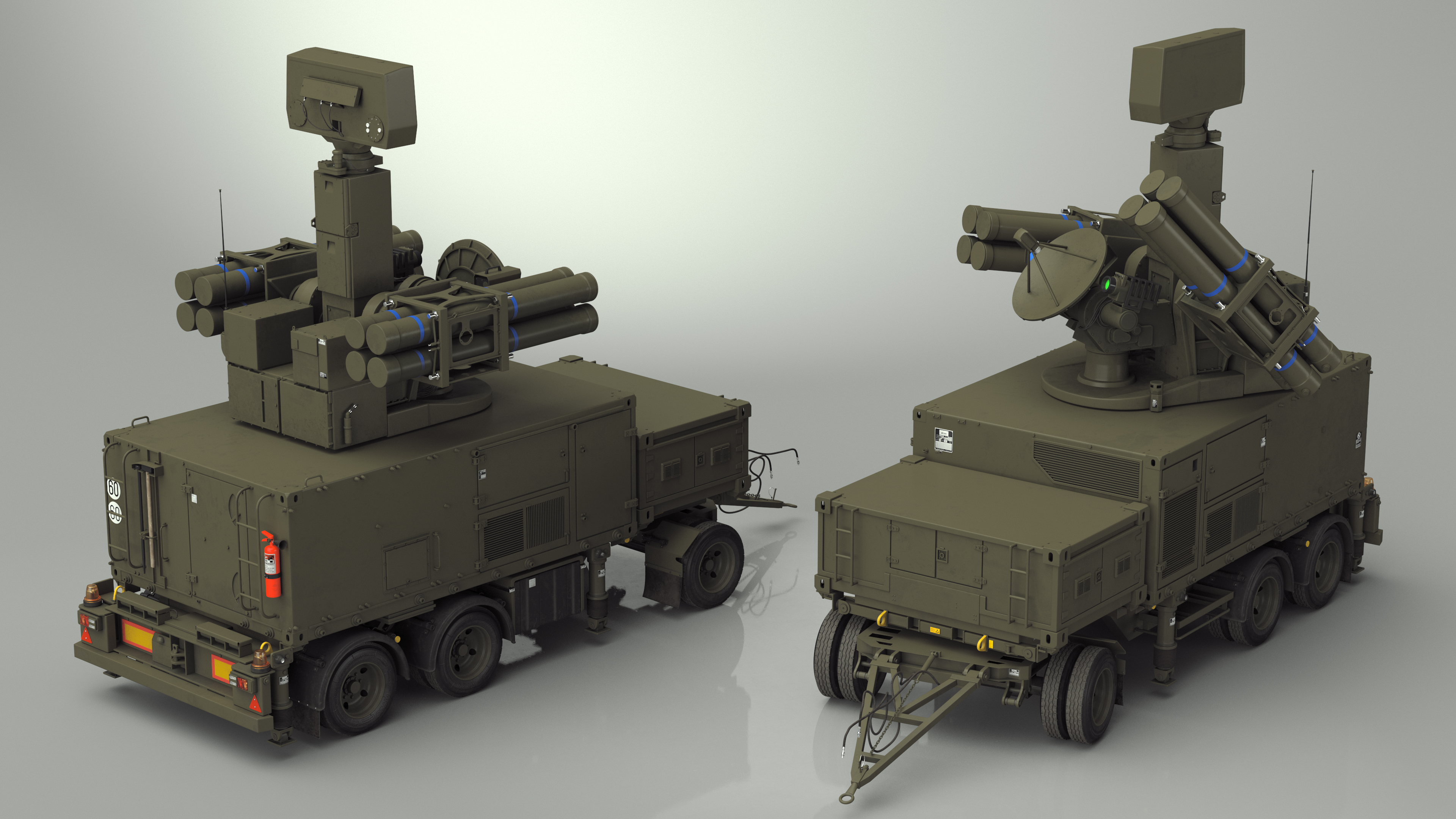 3D Crotale NG Air Defense Missile System Rigged for Maya model