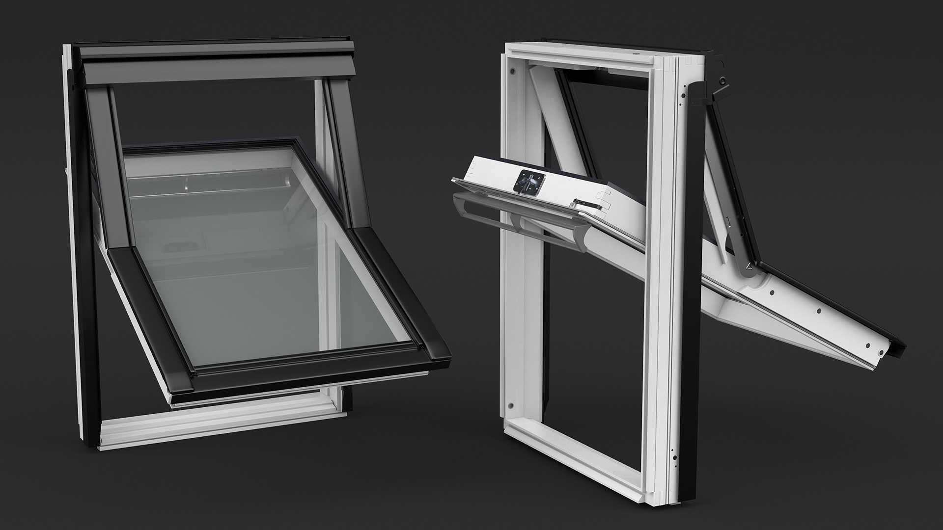 3D model Center Pivot Roof Window 78 x 118 Rigged