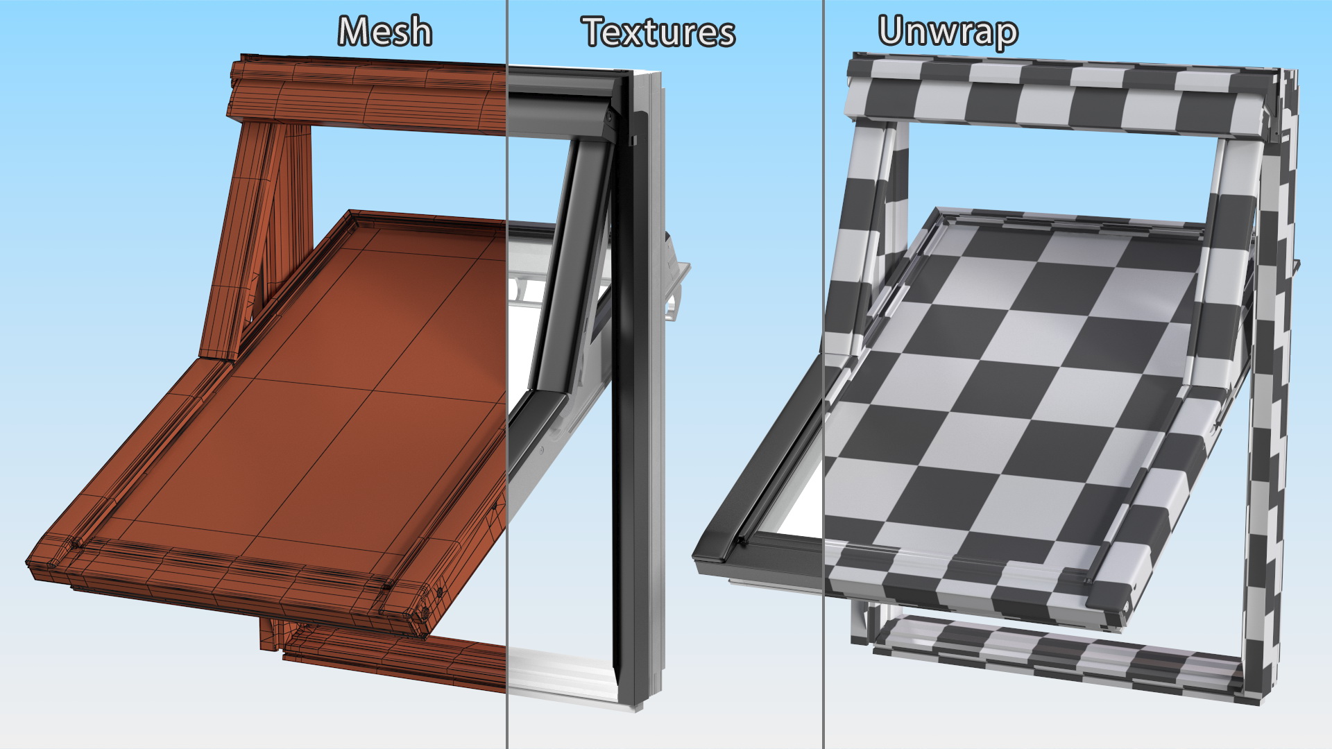 3D model Center Pivot Roof Window 78 x 118 Rigged
