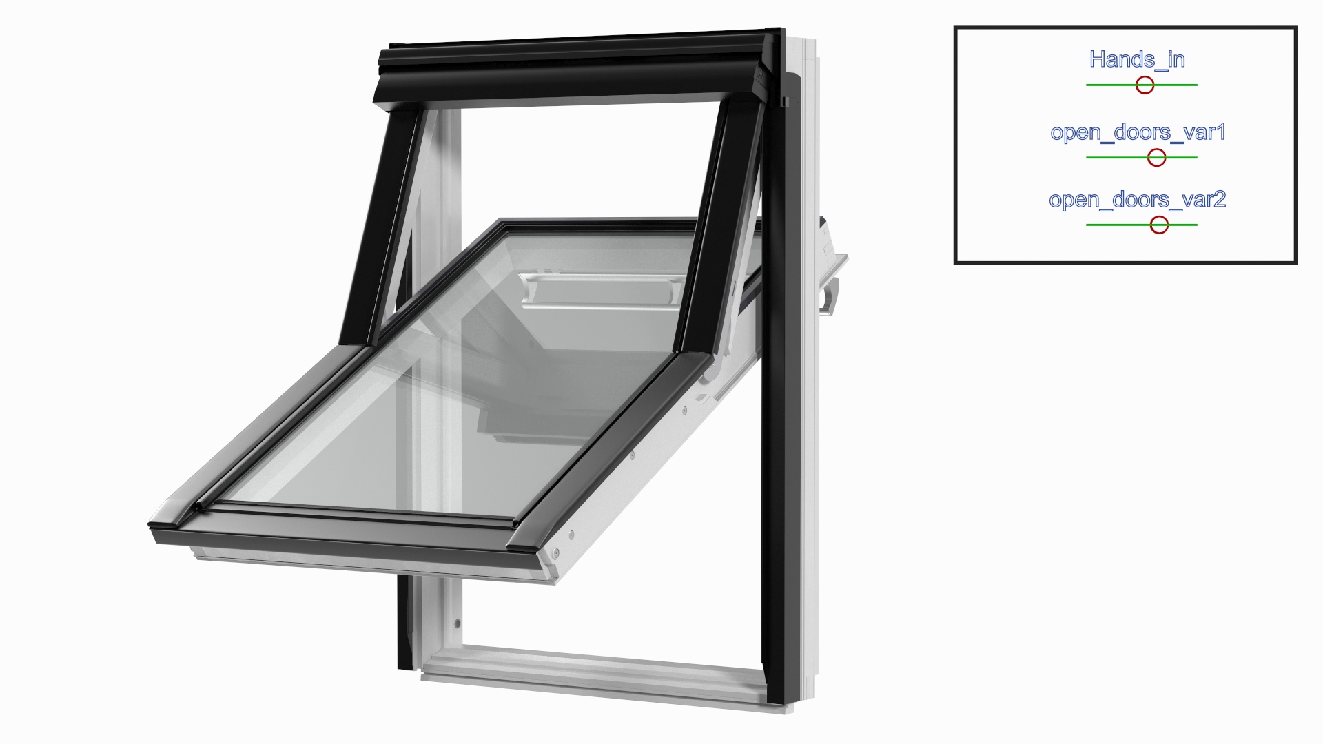 3D model Center Pivot Roof Window 78 x 118 Rigged