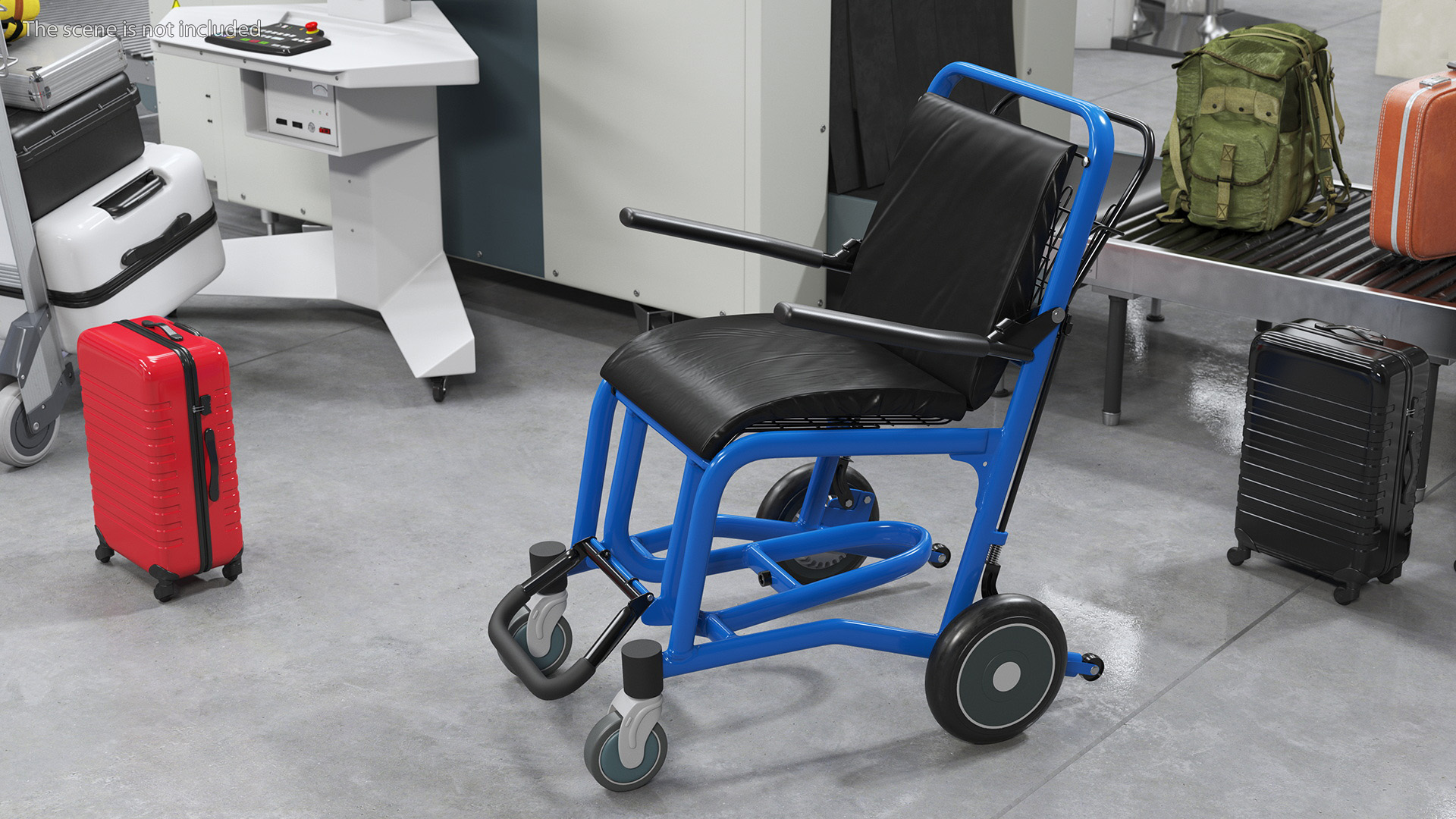 3D Airport Wheelchair Blue model