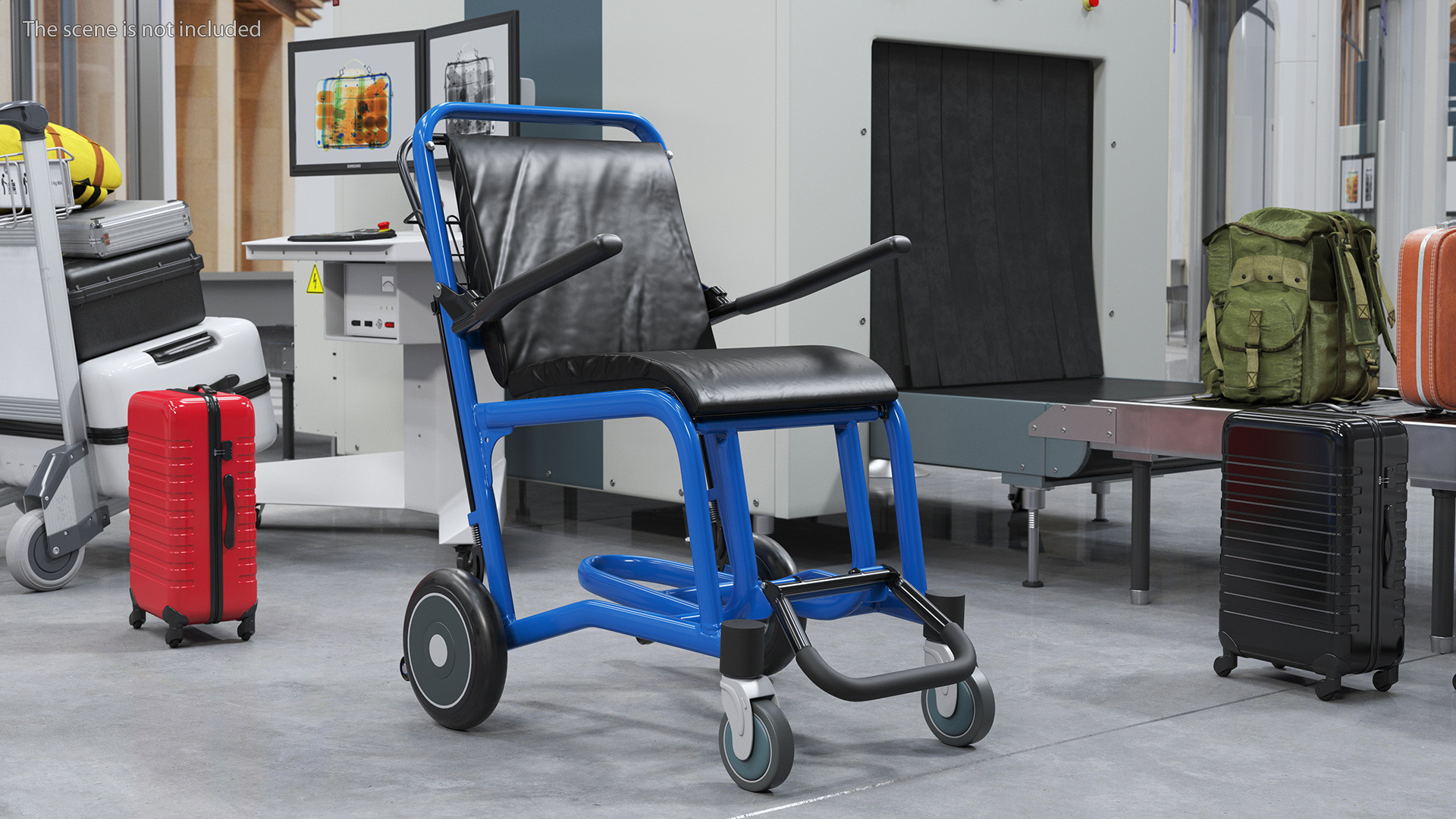 3D Airport Wheelchair Blue model