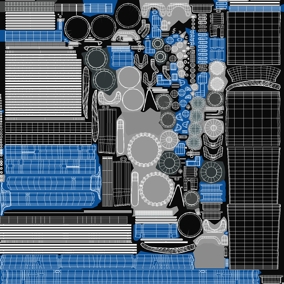 3D Airport Wheelchair Blue model