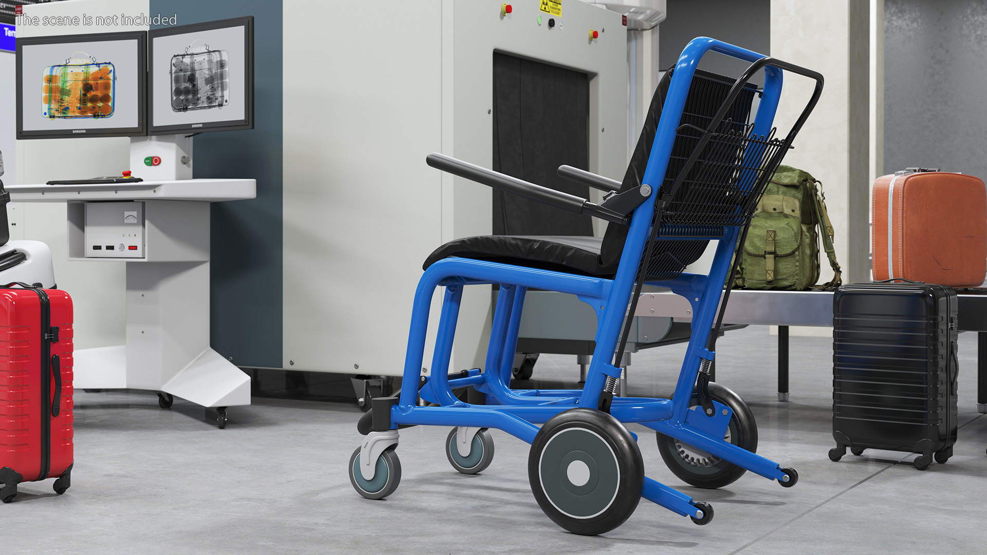 3D Airport Wheelchair Blue model