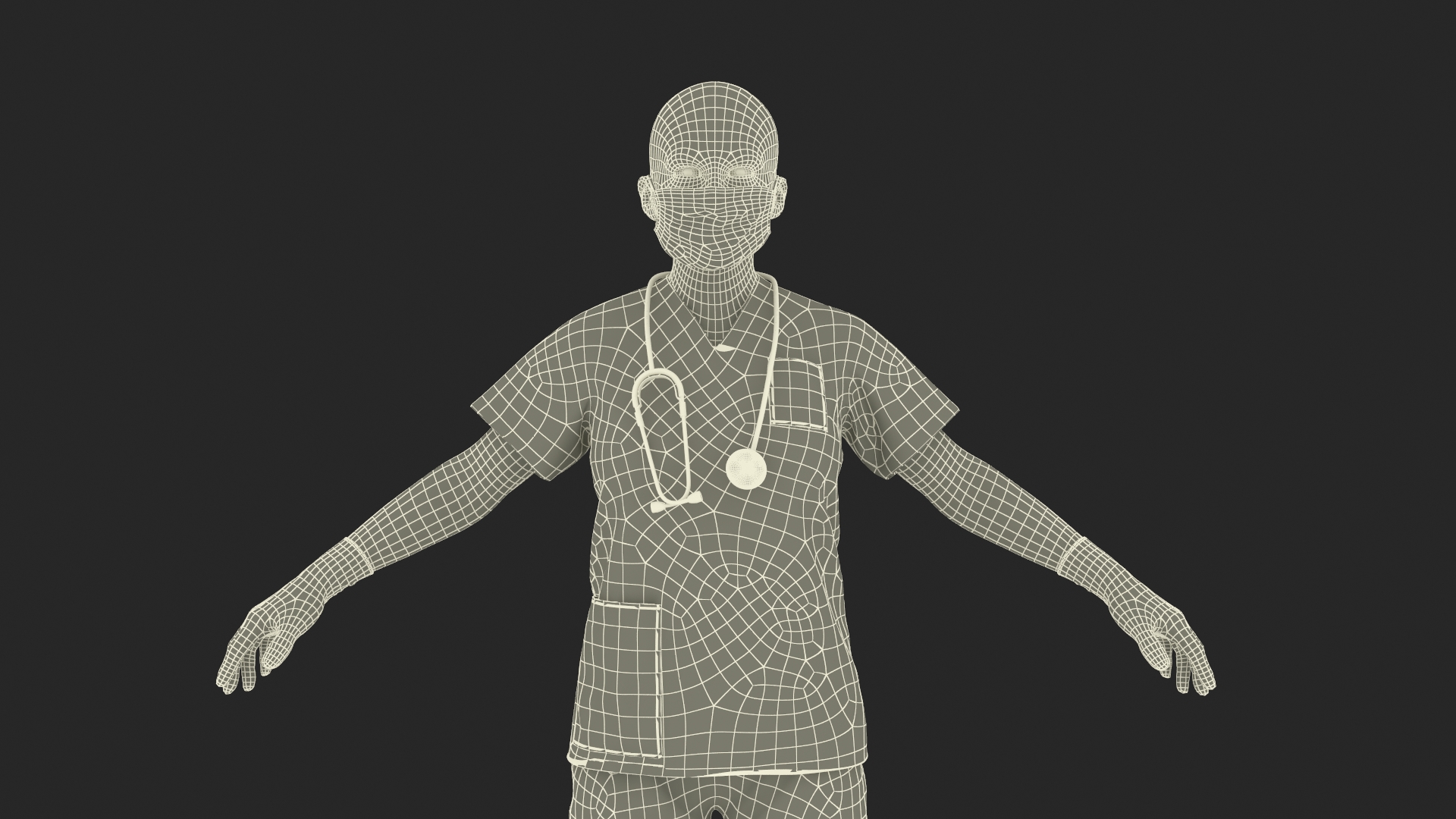 Female Surgeon Wearing Surgical Gown Fur Rigged 3D