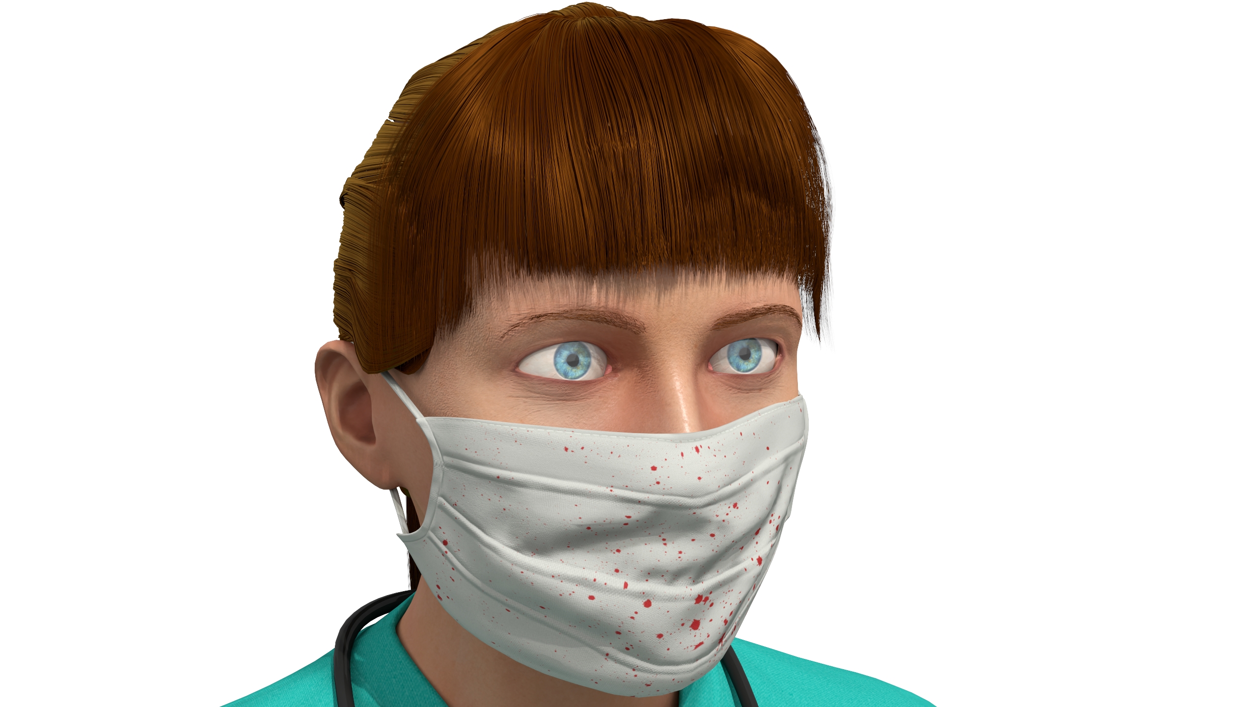 Female Surgeon Wearing Surgical Gown Fur Rigged 3D