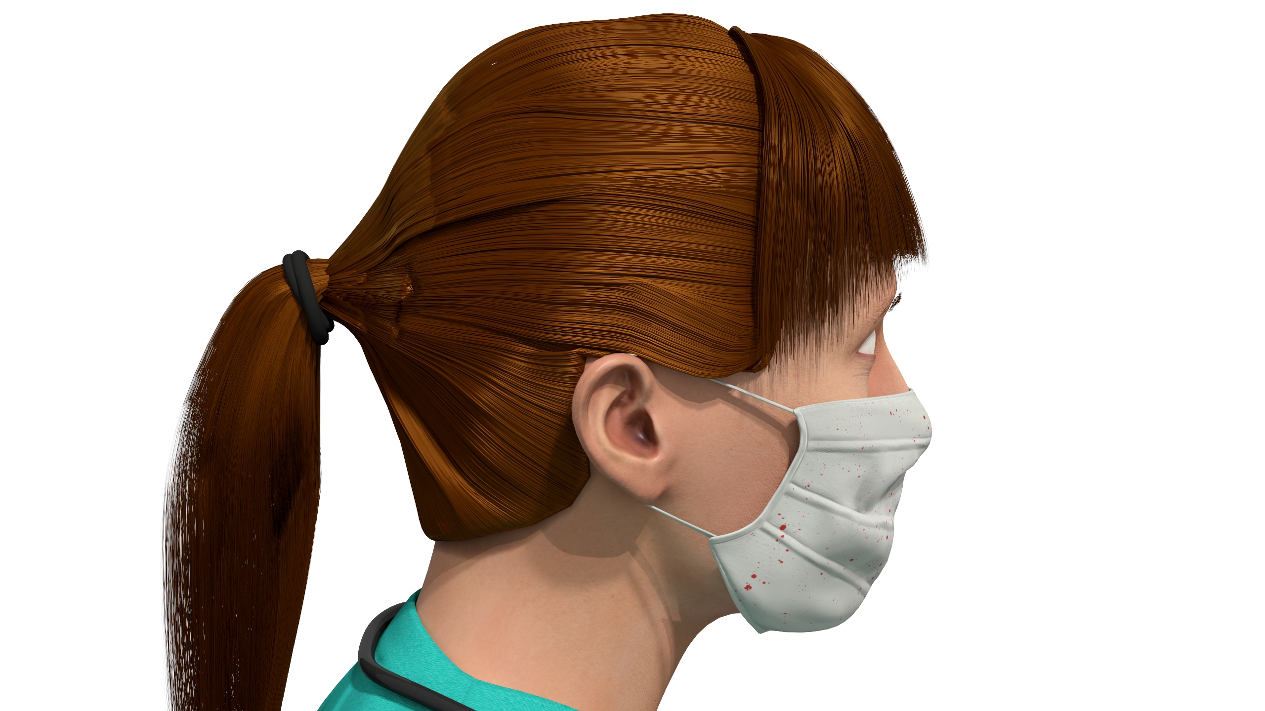 Female Surgeon Wearing Surgical Gown Fur Rigged 3D