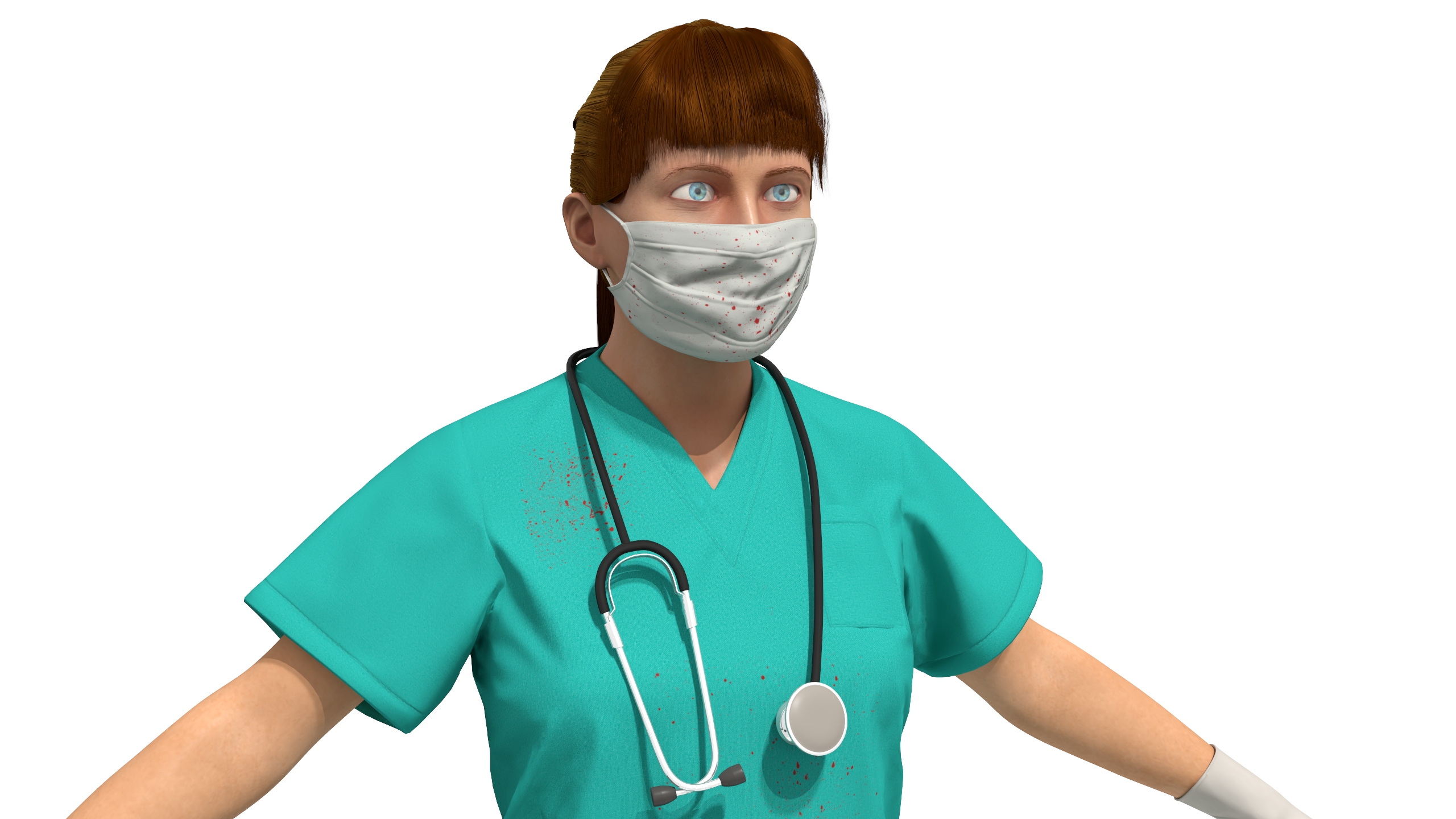 Female Surgeon Wearing Surgical Gown Fur Rigged 3D