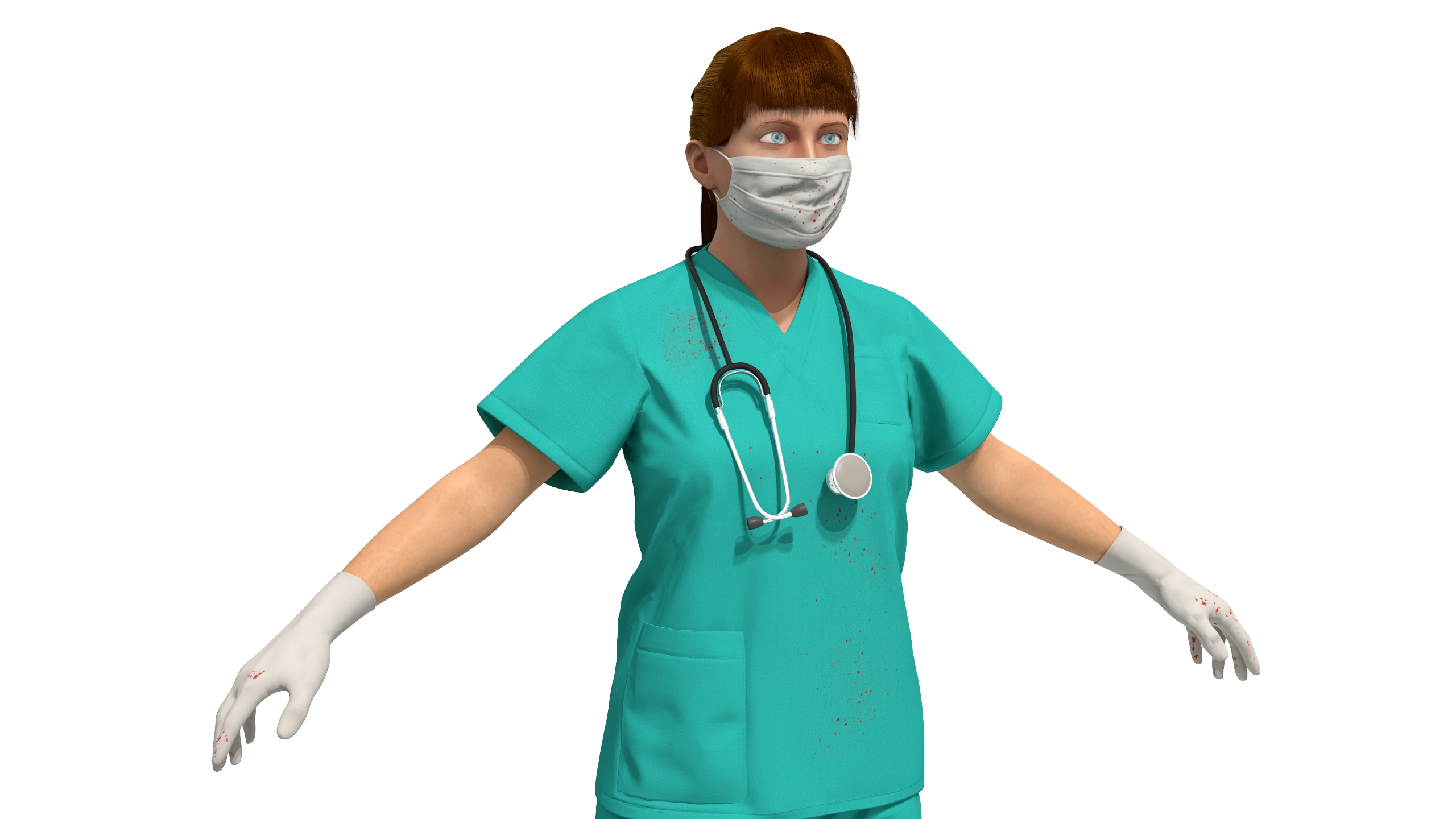 Female Surgeon Wearing Surgical Gown Fur Rigged 3D