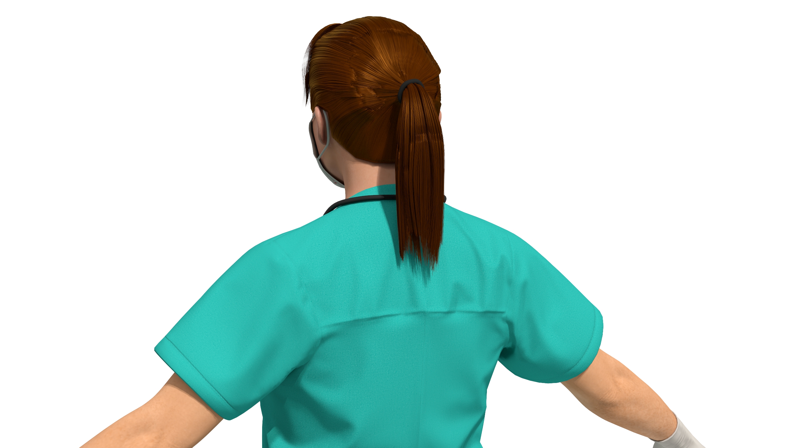 Female Surgeon Wearing Surgical Gown Fur Rigged 3D