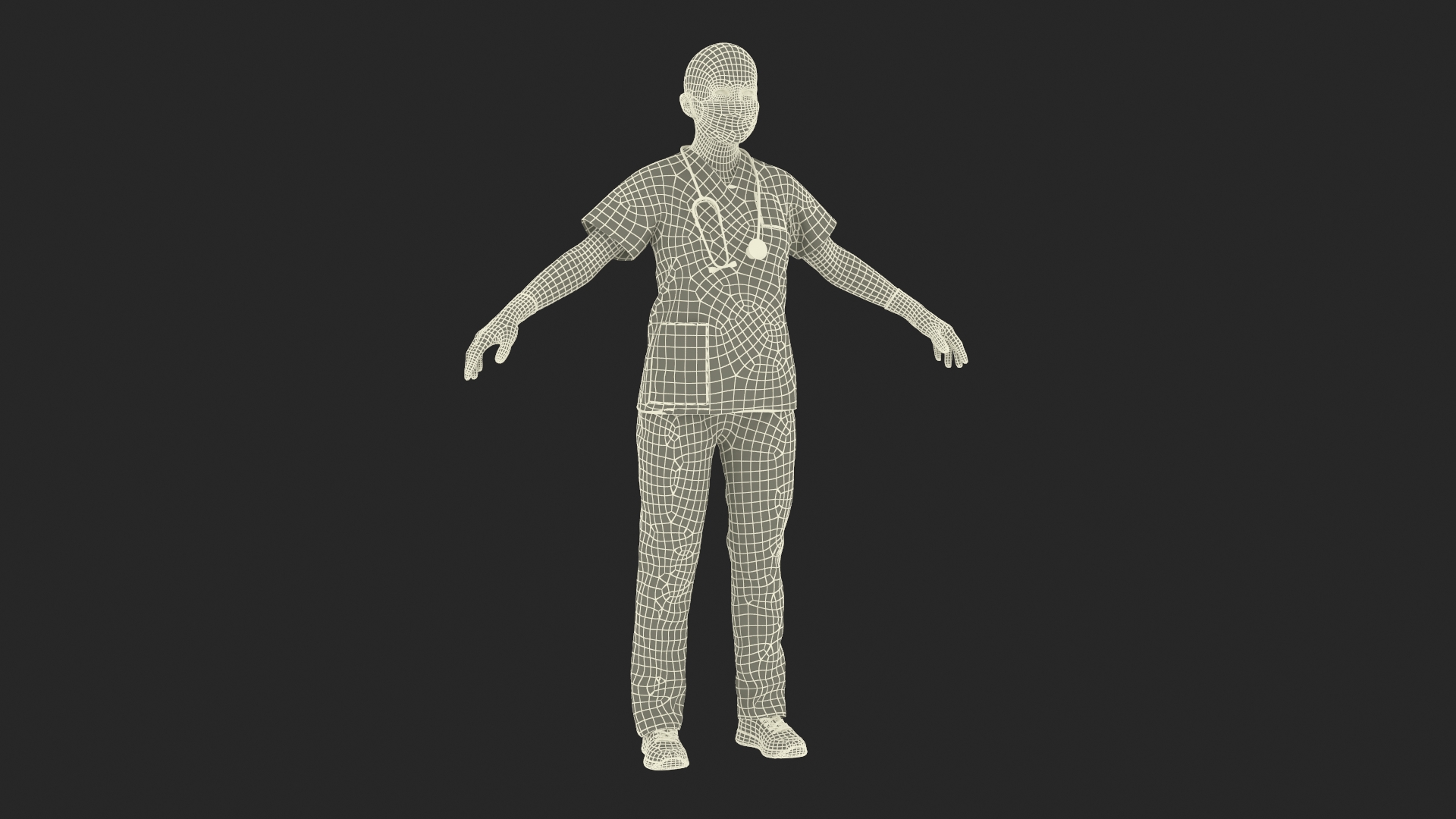 Female Surgeon Wearing Surgical Gown Fur Rigged 3D